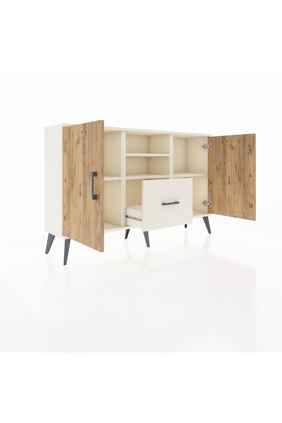 Arges Konsol 4 Raflı Tek Çekmeceli 2 Kapaklı 132x30x83 - S144M036V01A