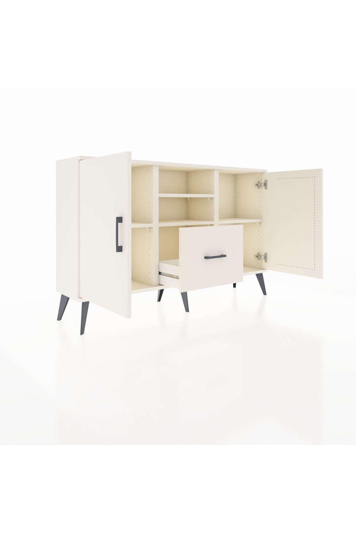 Arges Konsol 4 Raflı Tek Çekmeceli 2 Kapaklı 132x30x83 - S144M036V04A