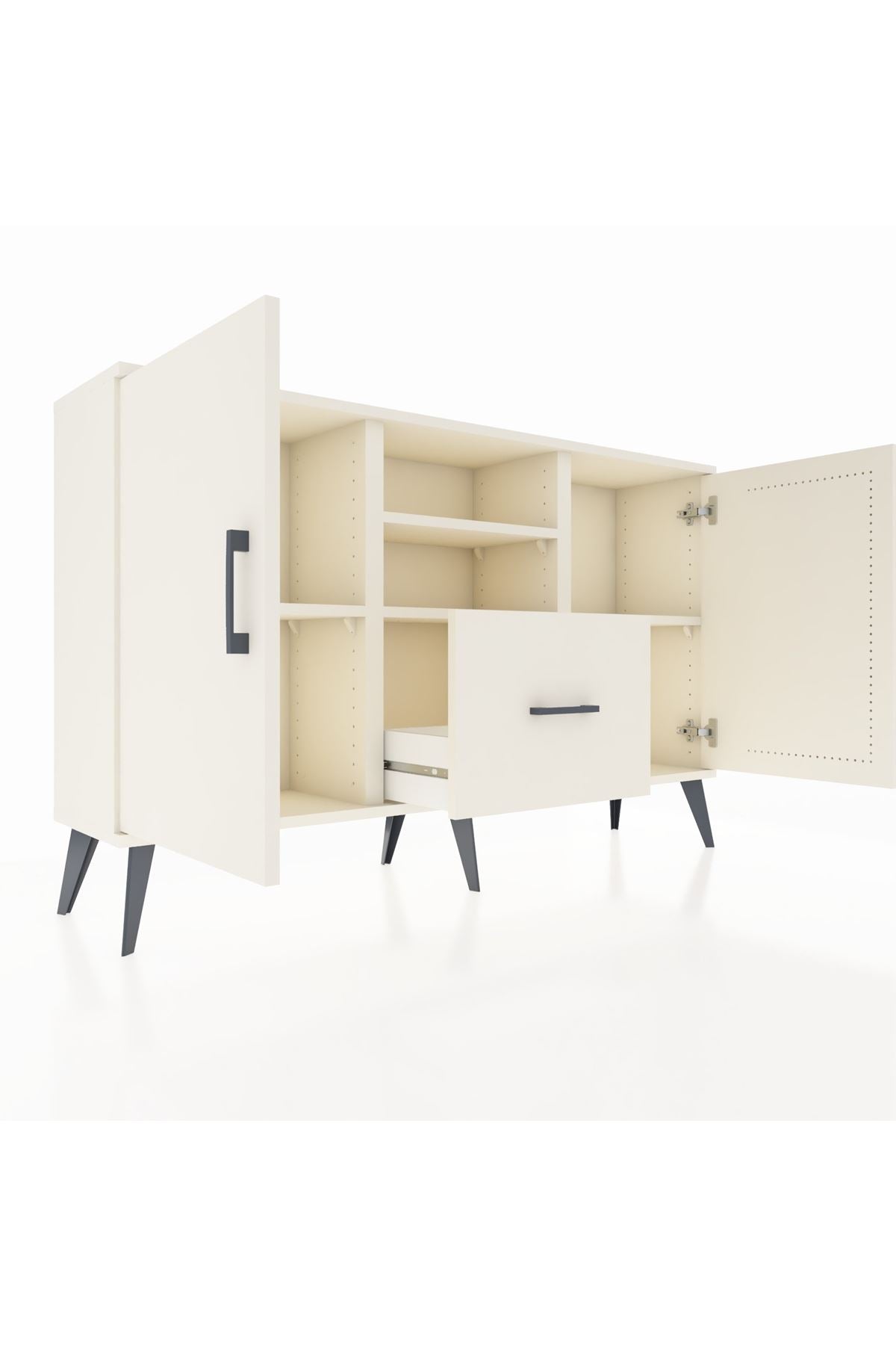 Arges Konsol 4 Raflı Tek Çekmeceli 2 Kapaklı 132x30x83 - S144M036V04A