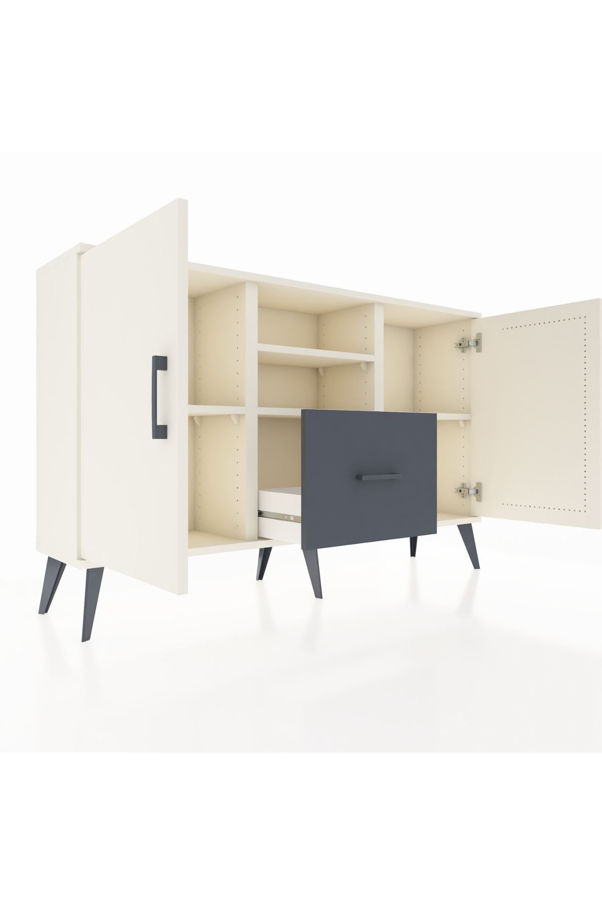 Arges Konsol 4 Raflı Tek Çekmeceli 2 Kapaklı 132x30x83 - S144M036V05A