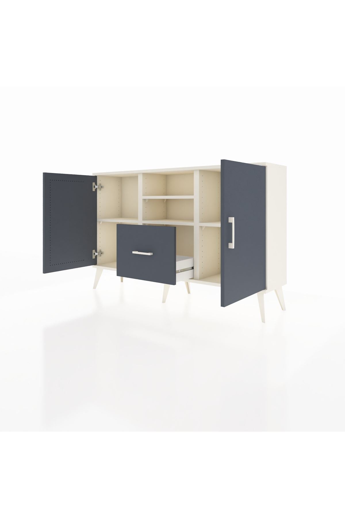 Arges Konsol 4 Raflı Tek Çekmeceli 2 Kapaklı 132x30x83 - S144M036V08A