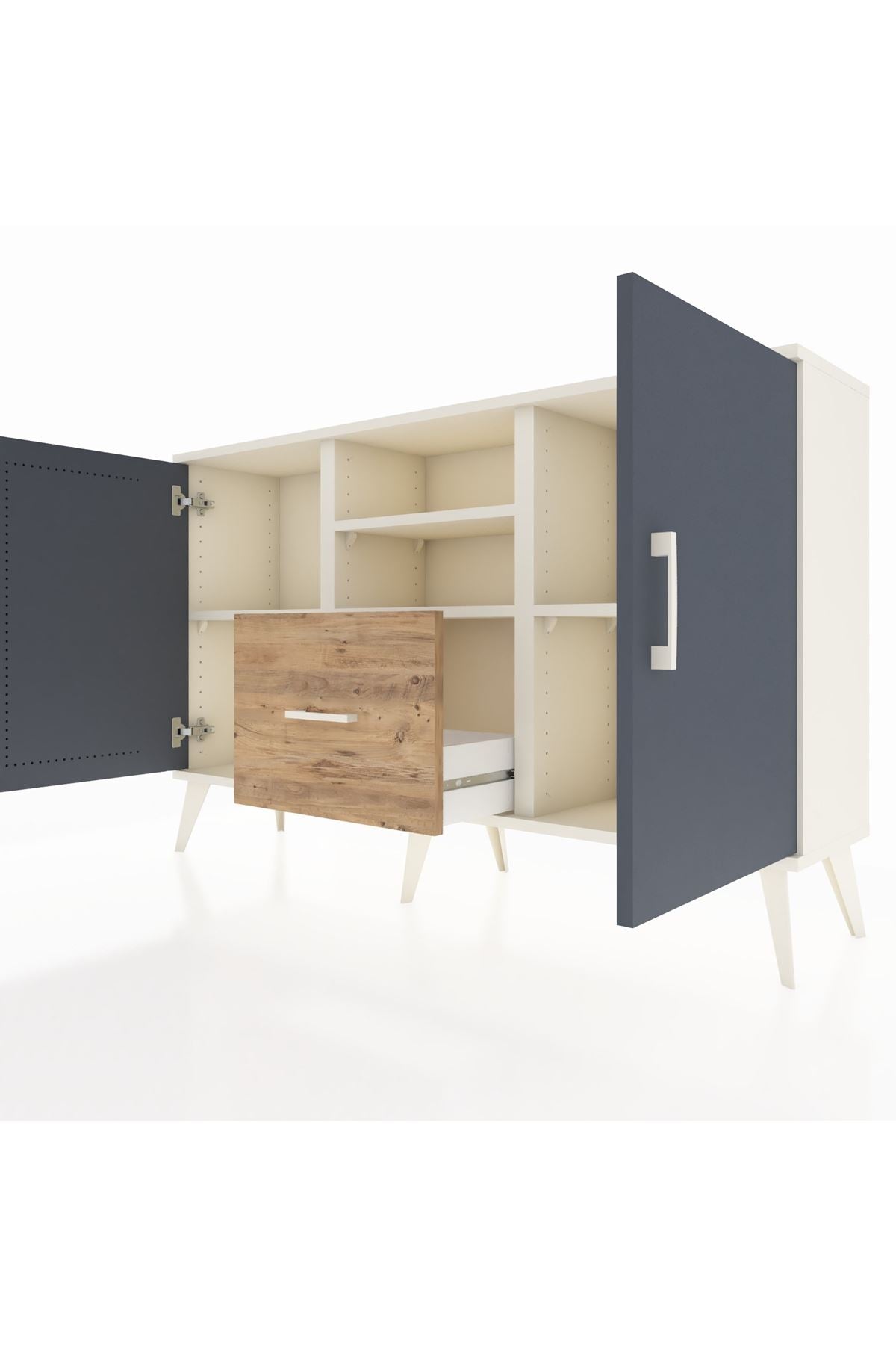 Arges Konsol 4 Raflı Tek Çekmeceli 2 Kapaklı 132x30x83 - S144M036V09A