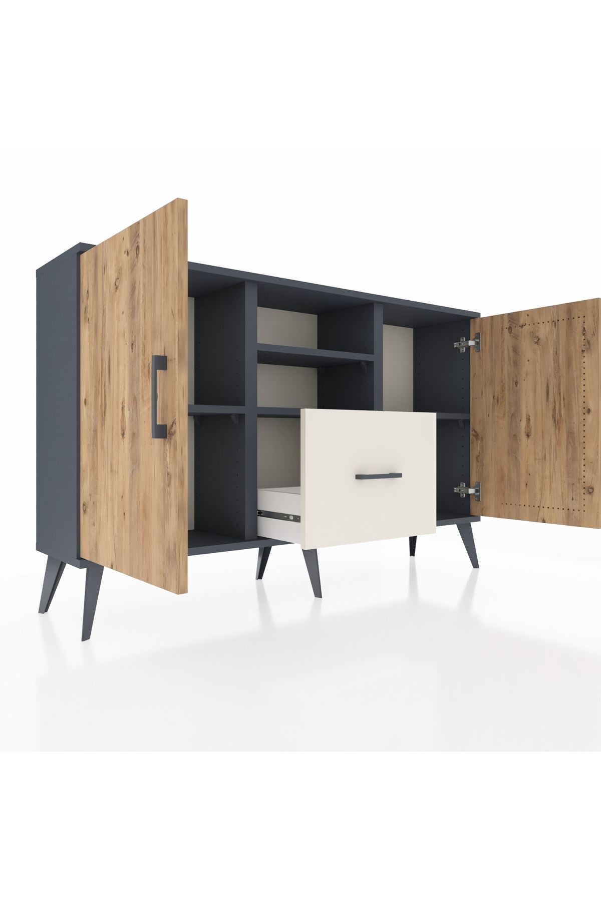 Arges Konsol 4 Raflı Tek Çekmeceli 2 Kapaklı 132x30x83 - S144M036V10A