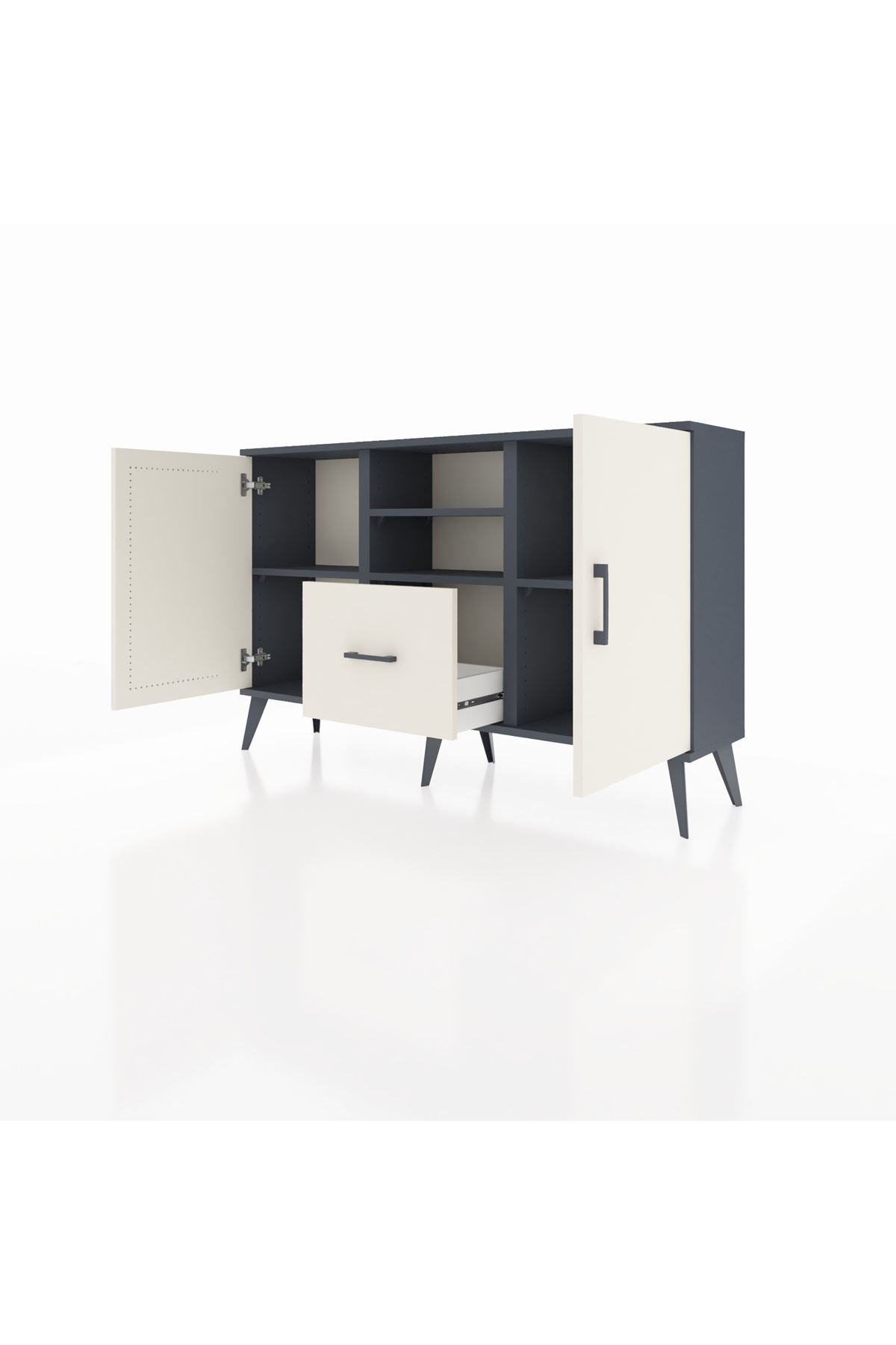 Arges Konsol 4 Raflı Tek Çekmeceli 2 Kapaklı 132x30x83 - S144M036V13A