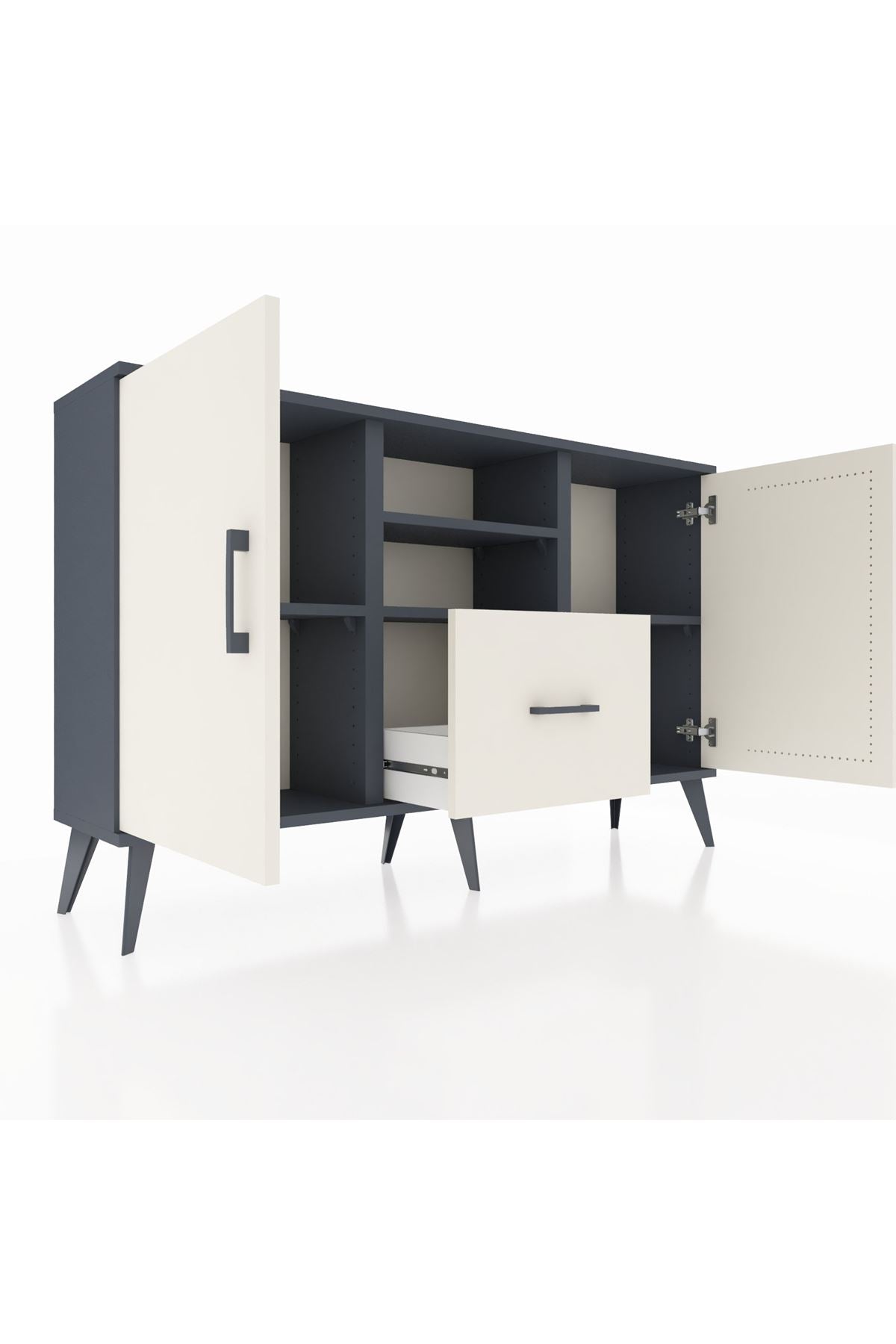 Arges Konsol 4 Raflı Tek Çekmeceli 2 Kapaklı 132x30x83 - S144M036V13A