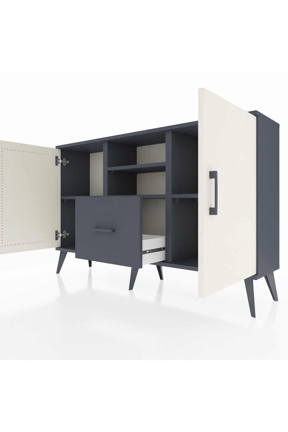 Arges Konsol 4 Raflı Tek Çekmeceli 2 Kapaklı 132x30x83 - S144M036V14A