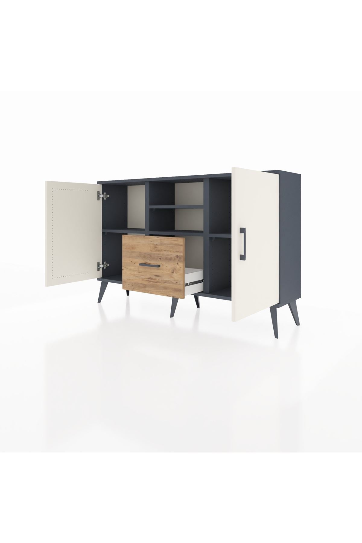 Arges Konsol 4 Raflı Tek Çekmeceli 2 Kapaklı 132x30x83 - S144M036V15A