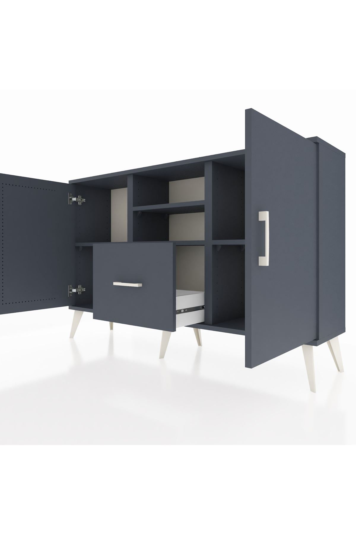 Arges Konsol 4 Raflı Tek Çekmeceli 2 Kapaklı 132x30x83 - S144M036V17A