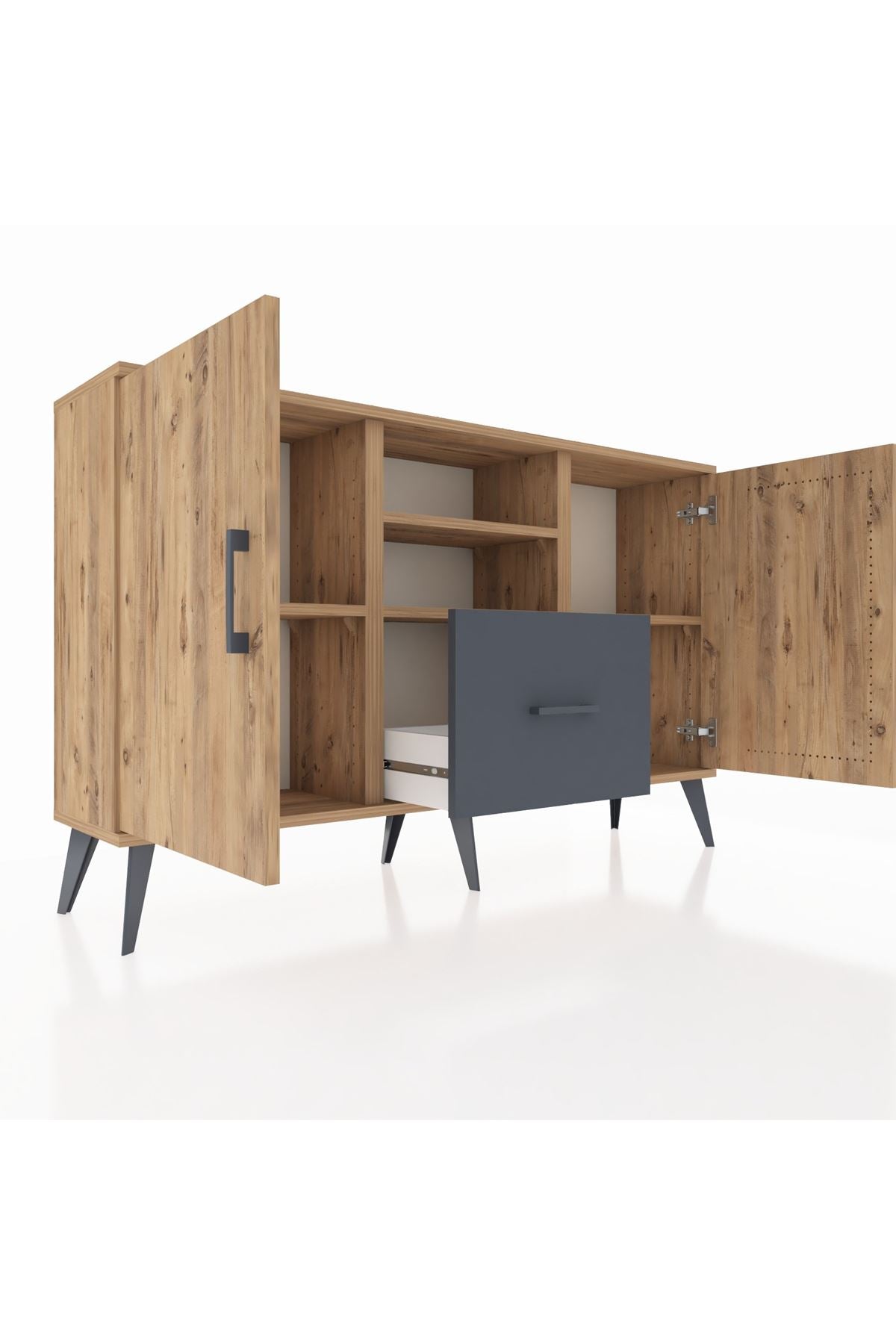 Arges Konsol 4 Raflı Tek Çekmeceli 2 Kapaklı 132x30x83 - S144M036V20A