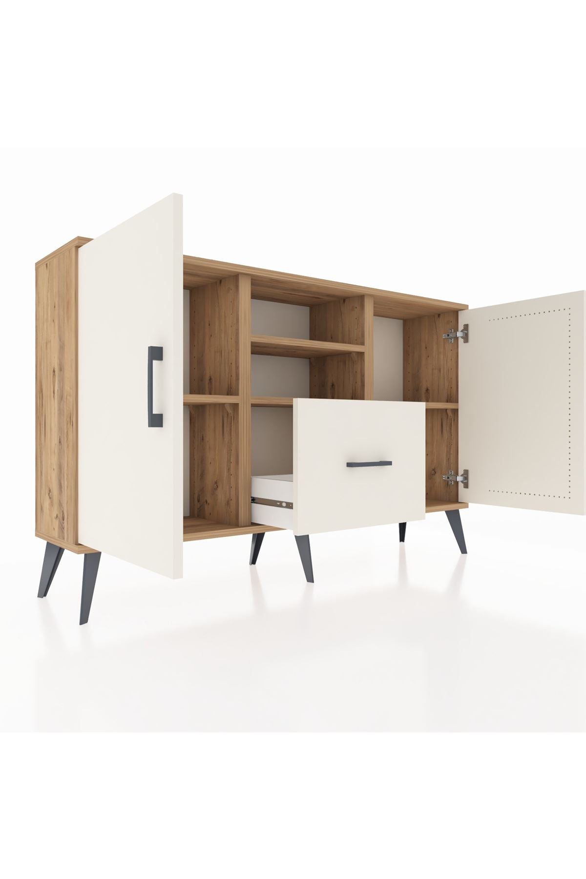 Arges Konsol 4 Raflı Tek Çekmeceli 2 Kapaklı 132x30x83 - S144M036V22A