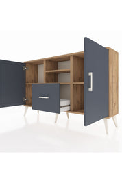 Arges Konsol 4 Raflı Tek Çekmeceli 2 Kapaklı 132x30x83 - S144M036V26A