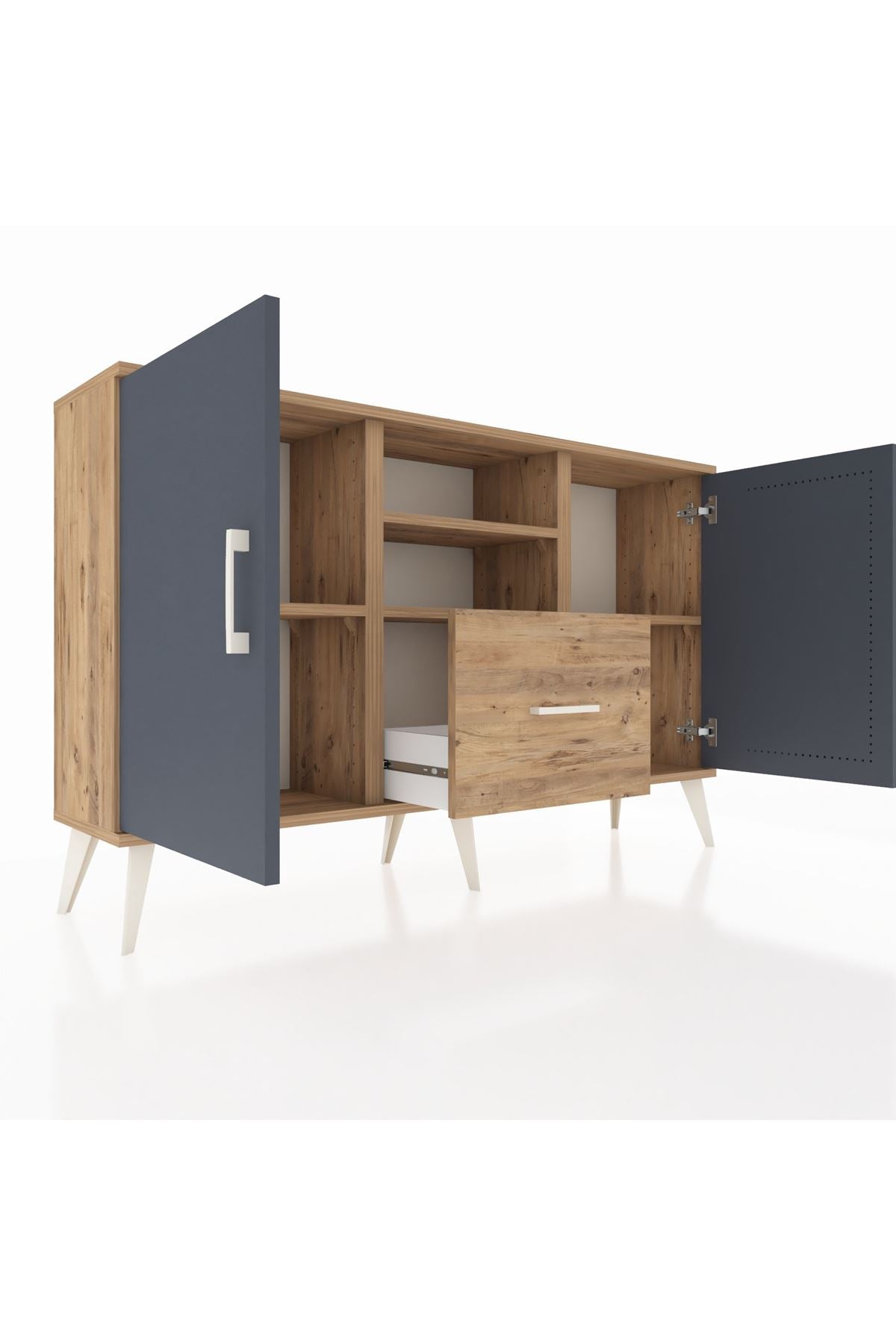 Arges Konsol 4 Raflı Tek Çekmeceli 2 Kapaklı 132x30x83 - S144M036V27A