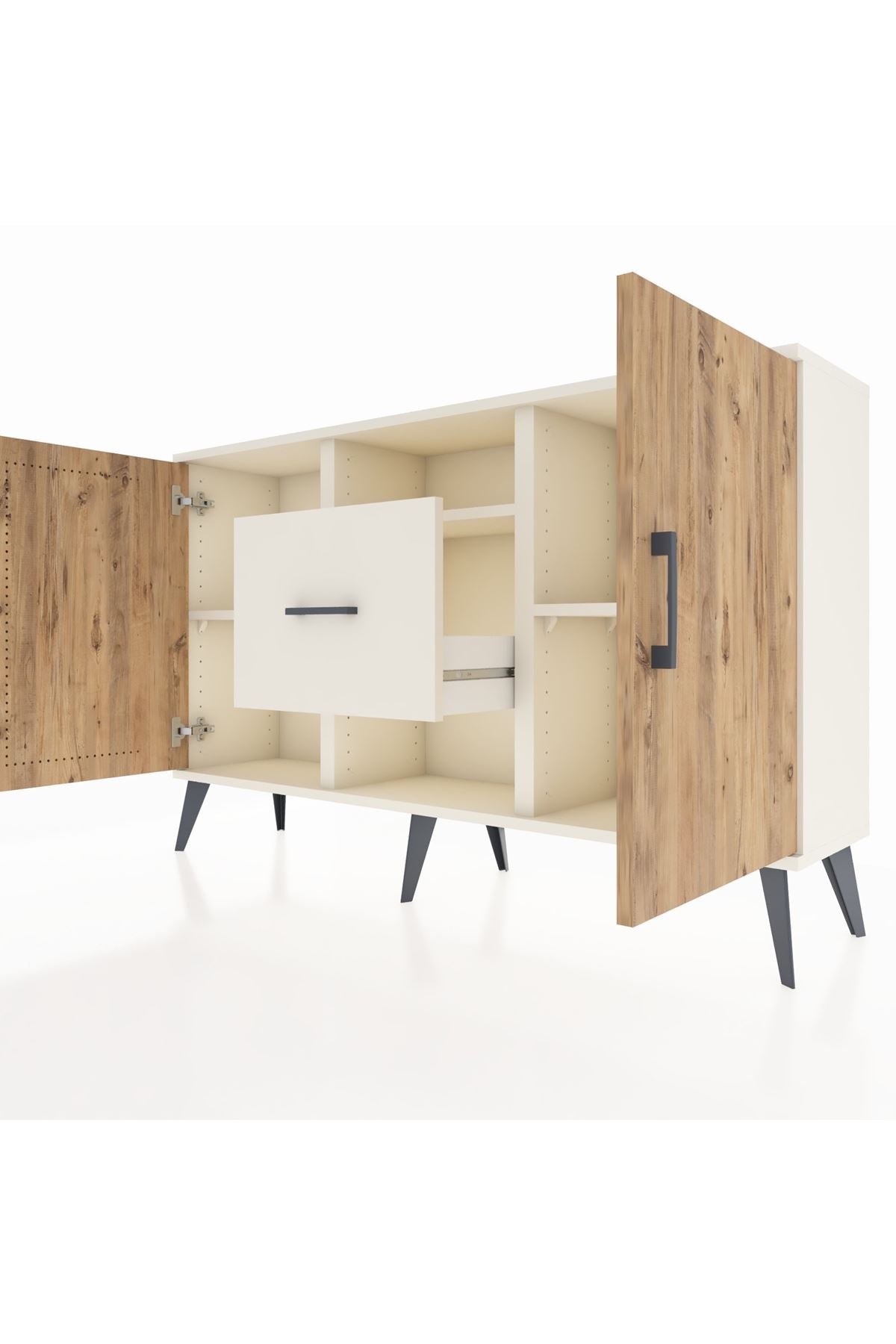 Arges Konsol 3 Raflı Tek Çekmeceli 2 Kapaklı 132x30x83 - S144M037V01A
