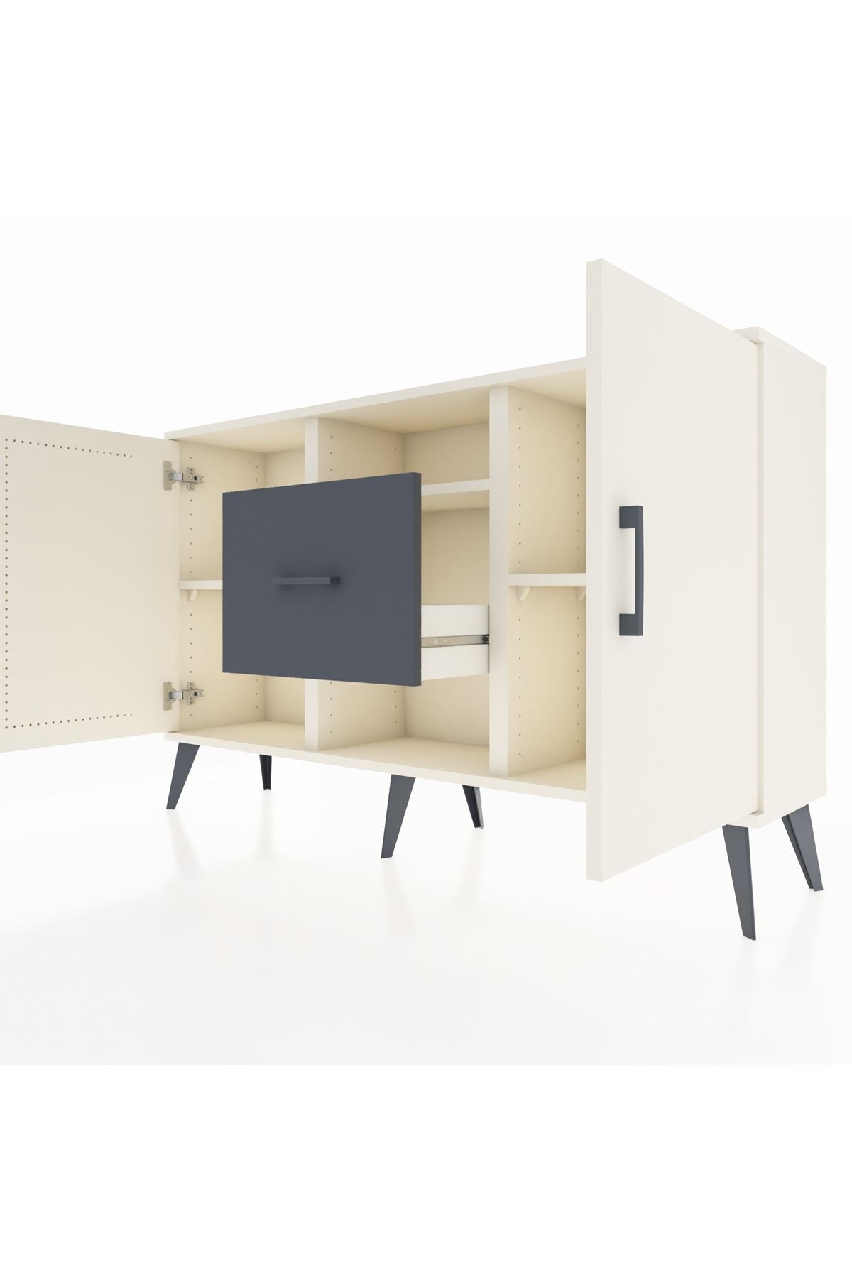 Arges Konsol 3 Raflı Tek Çekmeceli 2 Kapaklı 132x30x83 - S144M037V05A