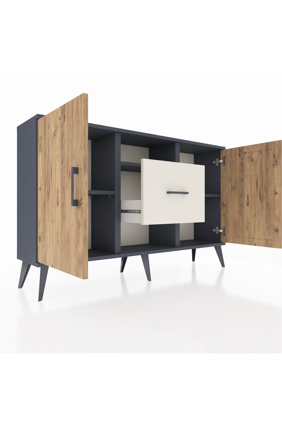 Arges Konsol 3 Raflı Tek Çekmeceli 2 Kapaklı 132x30x83 - S144M037V10A