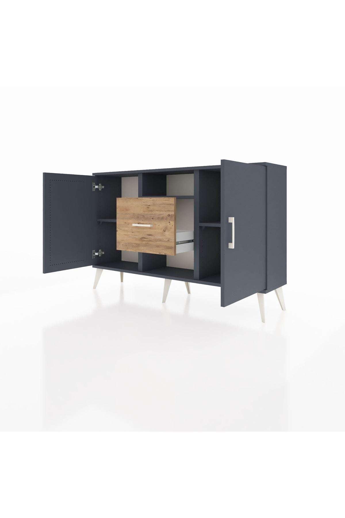 Arges Konsol 3 Raflı Tek Çekmeceli 2 Kapaklı 132x30x83 - S144M037V18A