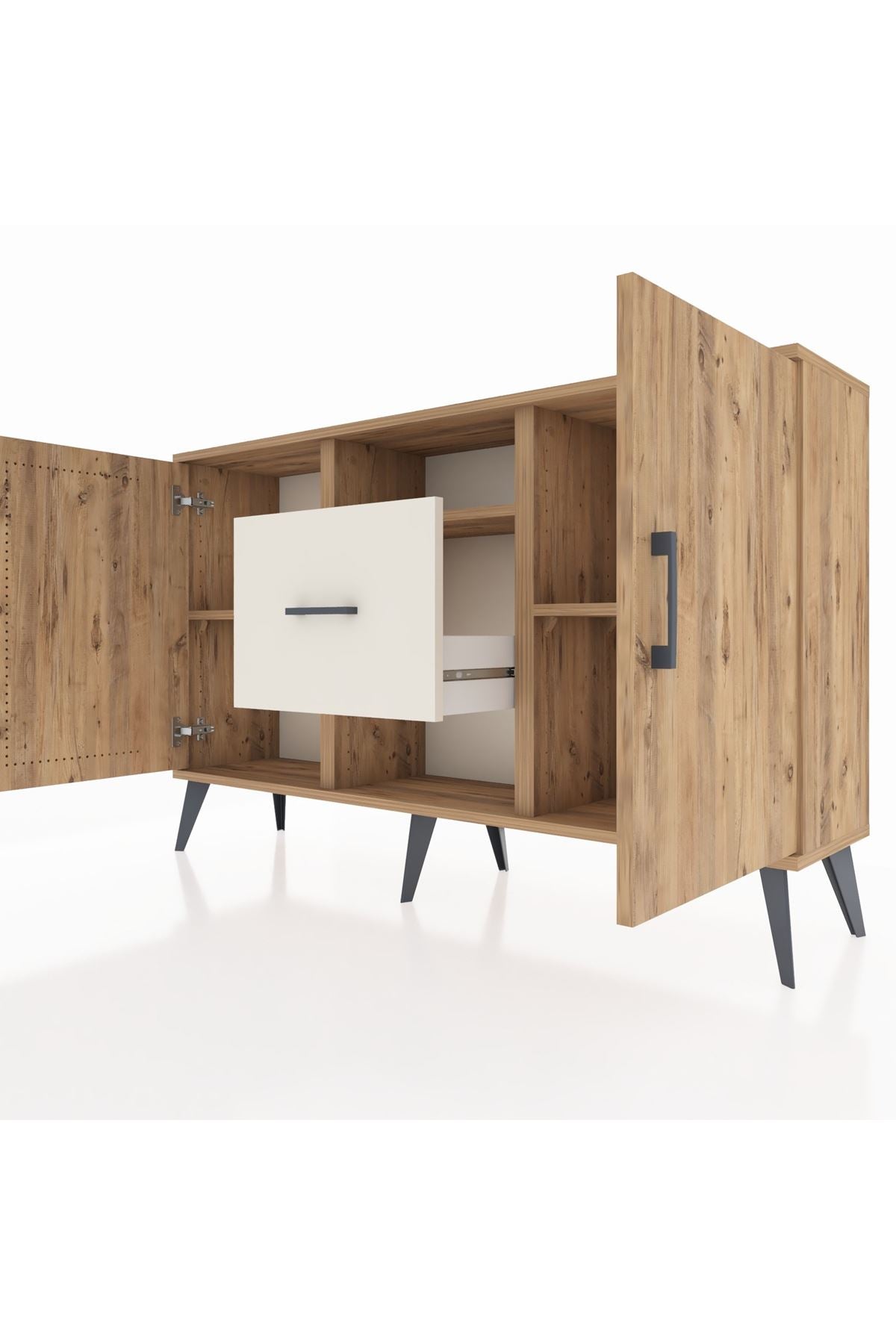 Arges Konsol 3 Raflı Tek Çekmeceli 2 Kapaklı 132x30x83 - S144M037V19A