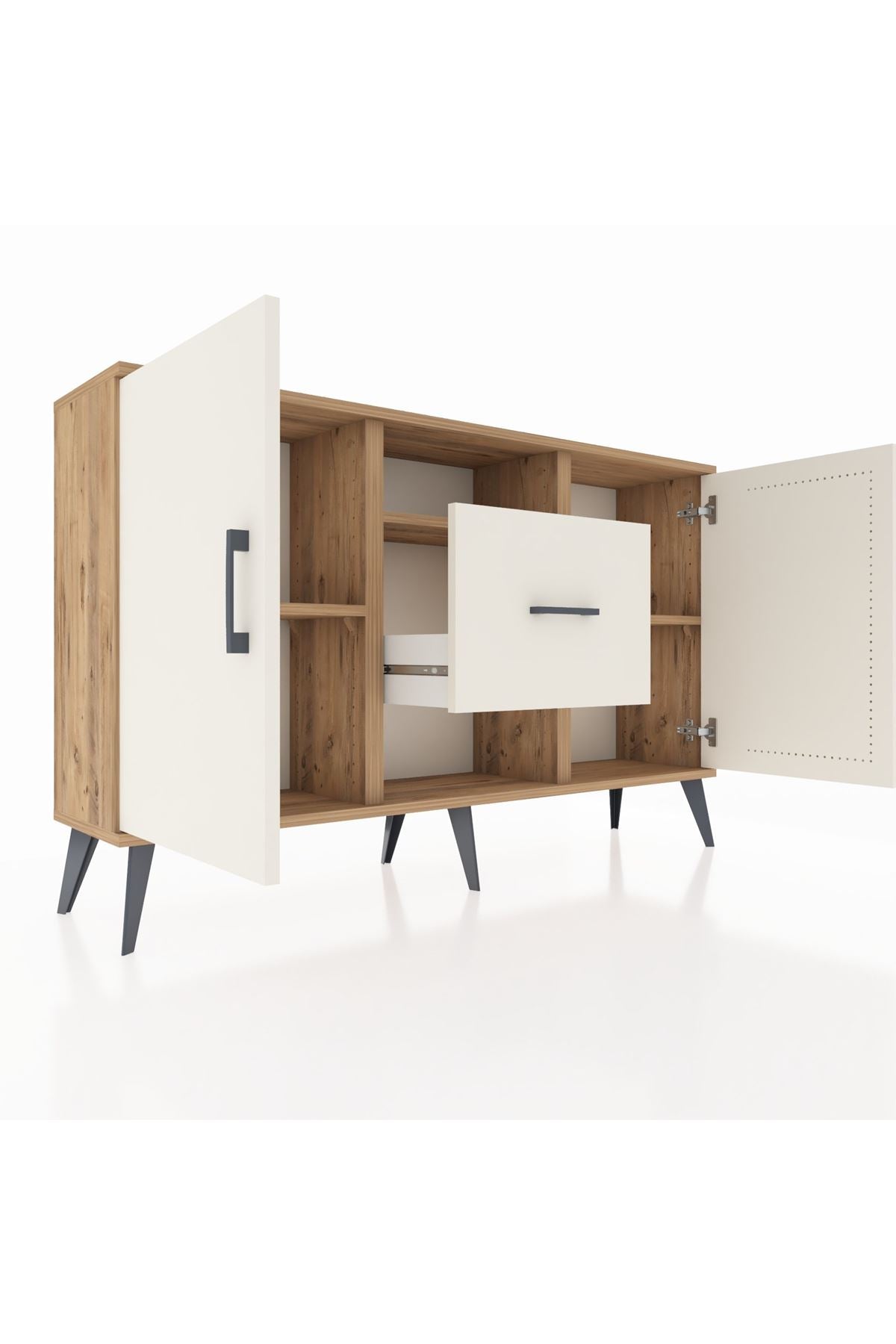 Arges Konsol 3 Raflı Tek Çekmeceli 2 Kapaklı 132x30x83 - S144M037V22A
