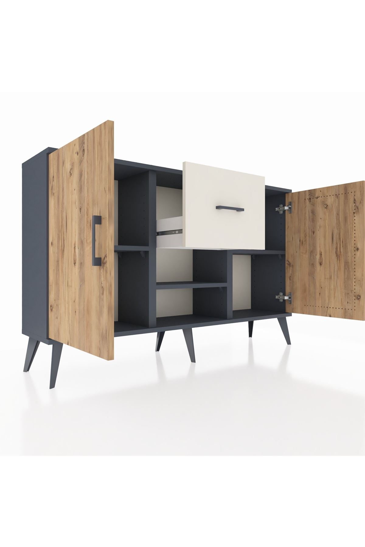 Arges Konsol 3 Raflı Tek Çekmeceli 2 Kapaklı 132x30x83 - S144M038V10A
