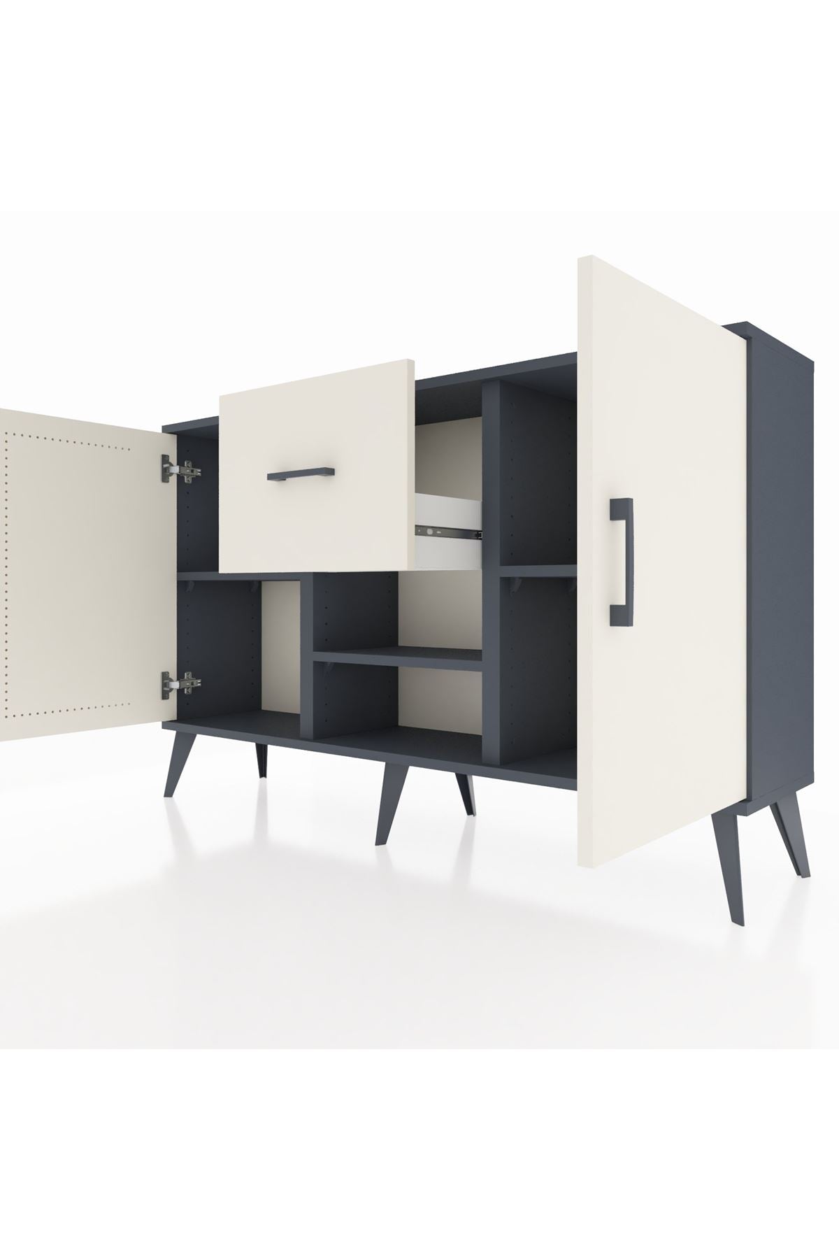 Arges Konsol 3 Raflı Tek Çekmeceli 2 Kapaklı 132x30x83 - S144M038V13A
