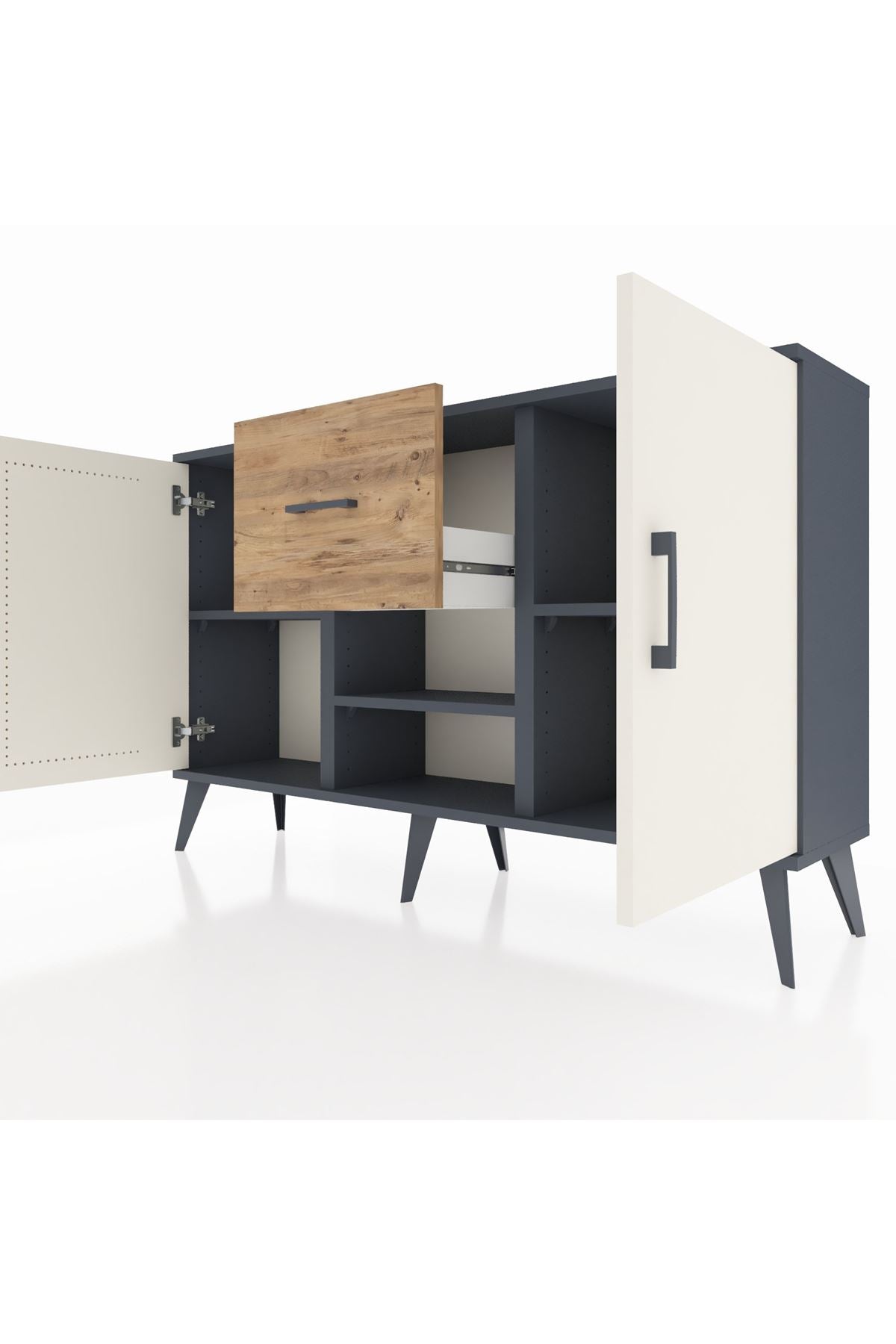Arges Konsol 3 Raflı Tek Çekmeceli 2 Kapaklı 132x30x83 - S144M038V15A