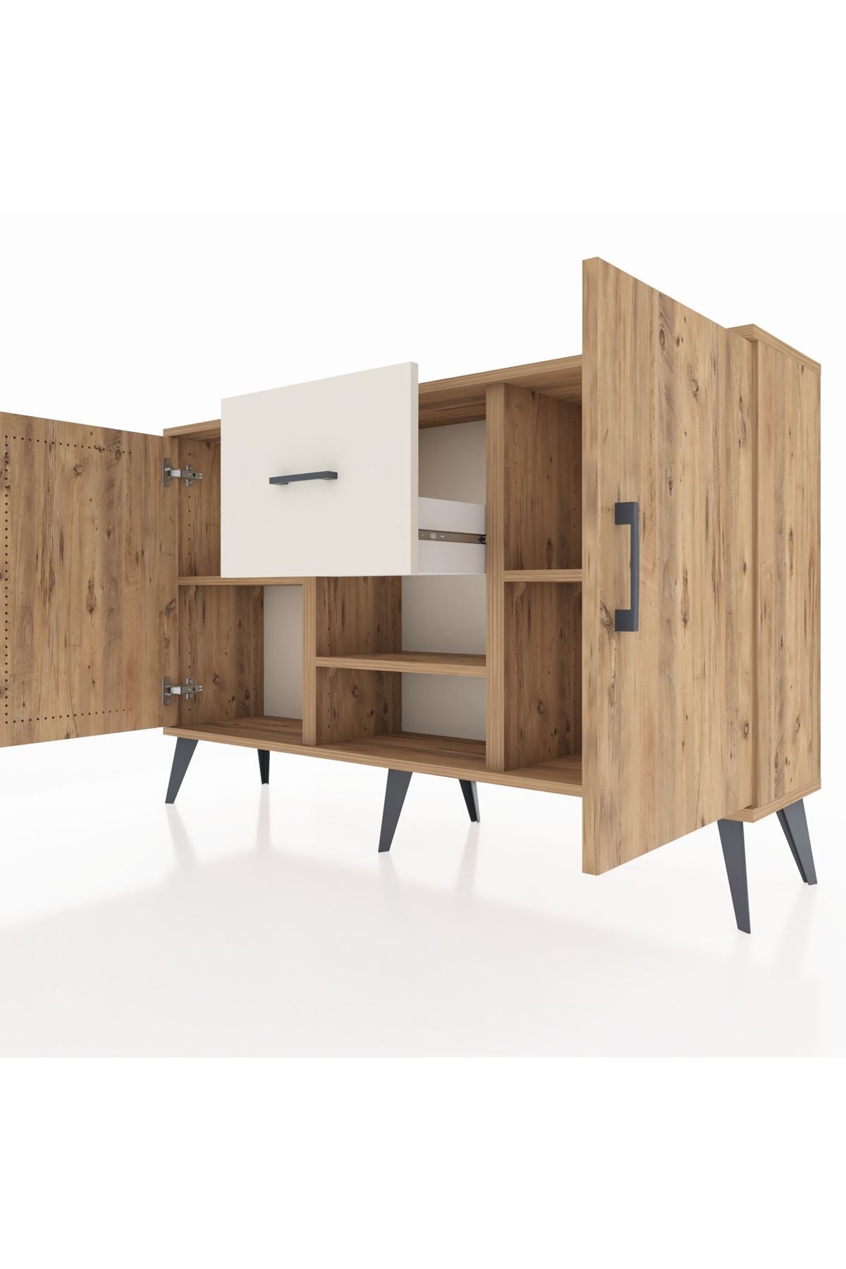 Arges Konsol 3 Raflı Tek Çekmeceli 2 Kapaklı 132x30x83 - S144M038V19A