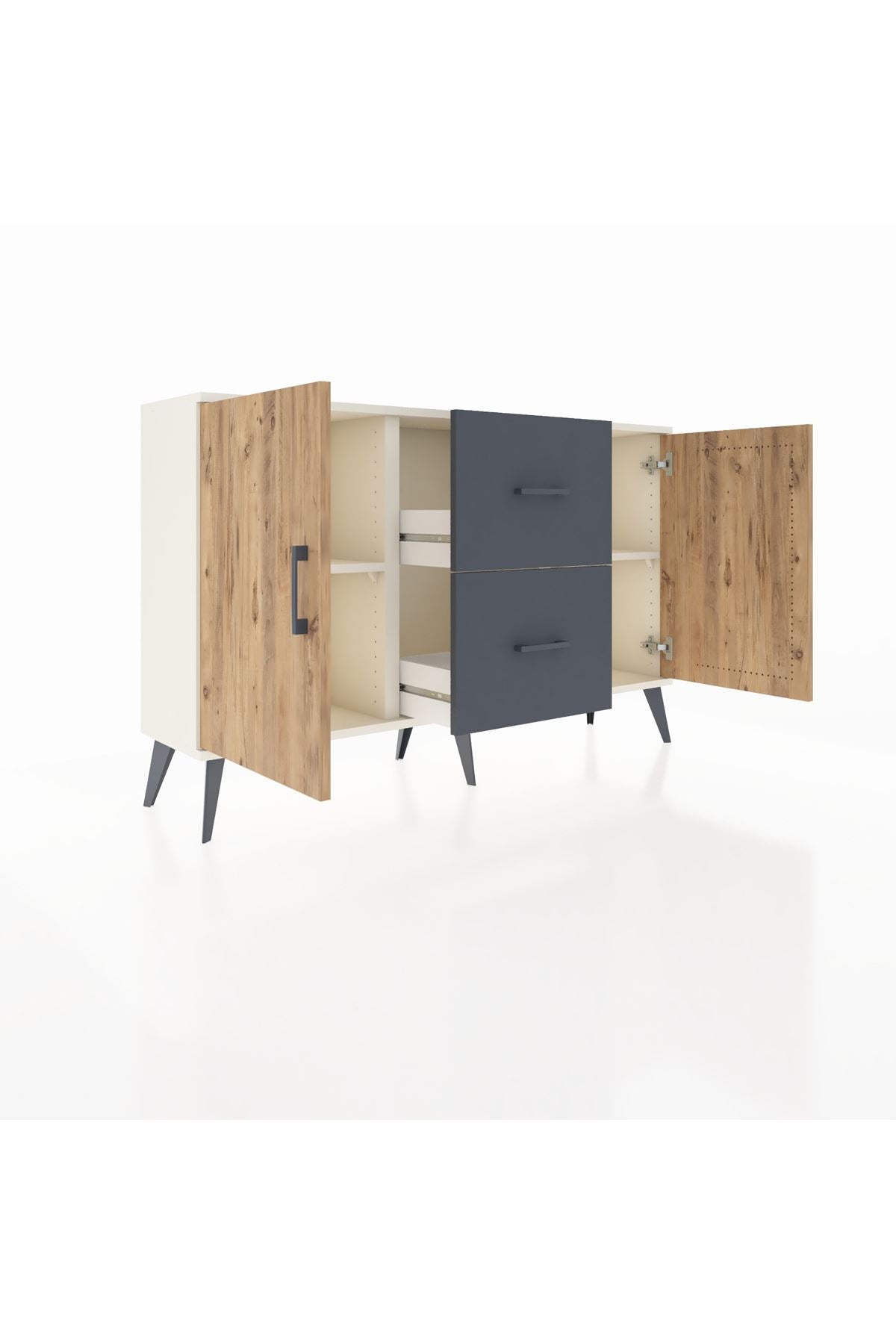Arges Konsol 2 Raflı 2 Çekmeceli 2 Kapaklı 132x30x83 - S144M039V02A