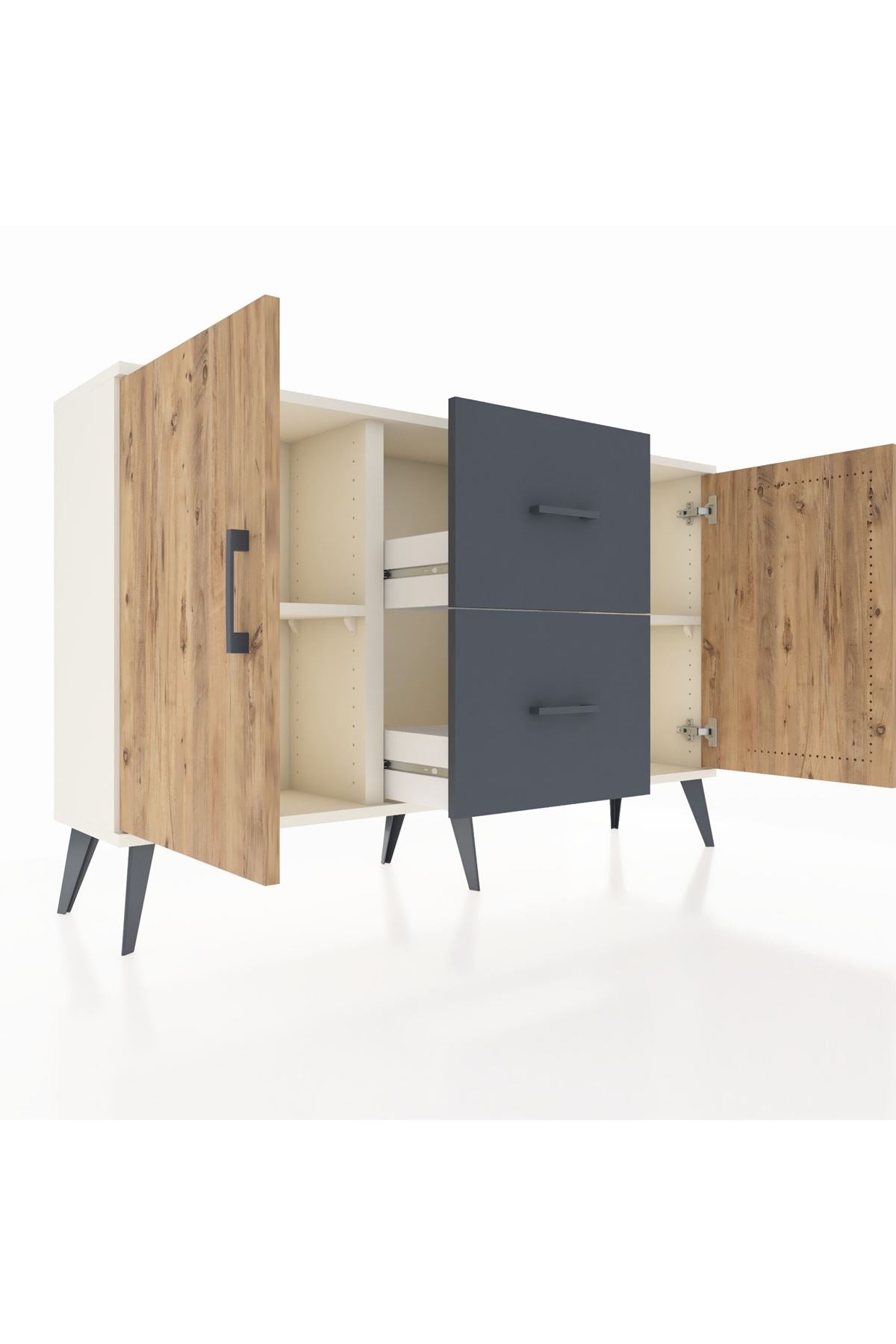 Arges Konsol 2 Raflı 2 Çekmeceli 2 Kapaklı 132x30x83 - S144M039V02A