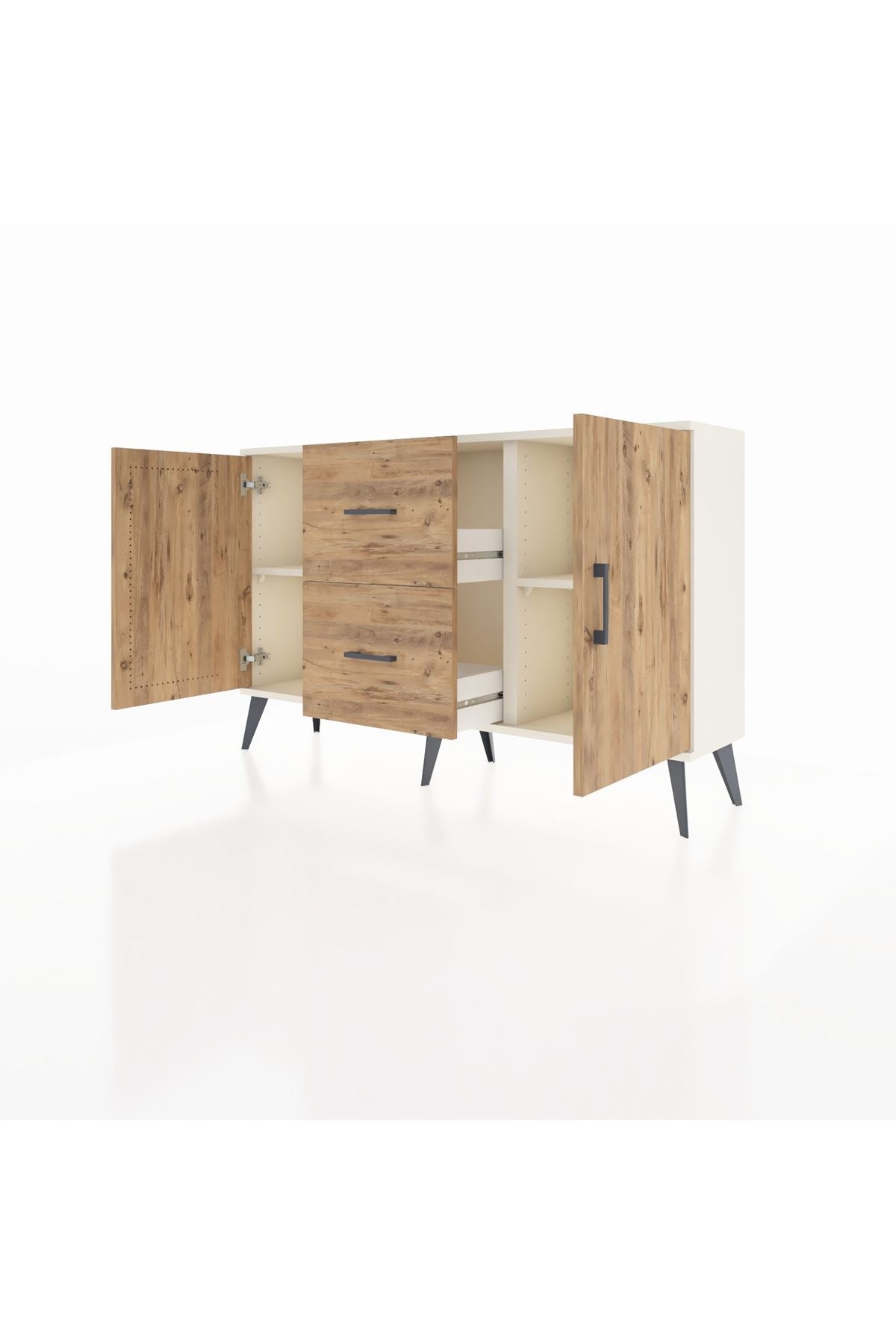 Arges Konsol 2 Raflı 2 Çekmeceli 2 Kapaklı 132x30x83 - S144M039V03A