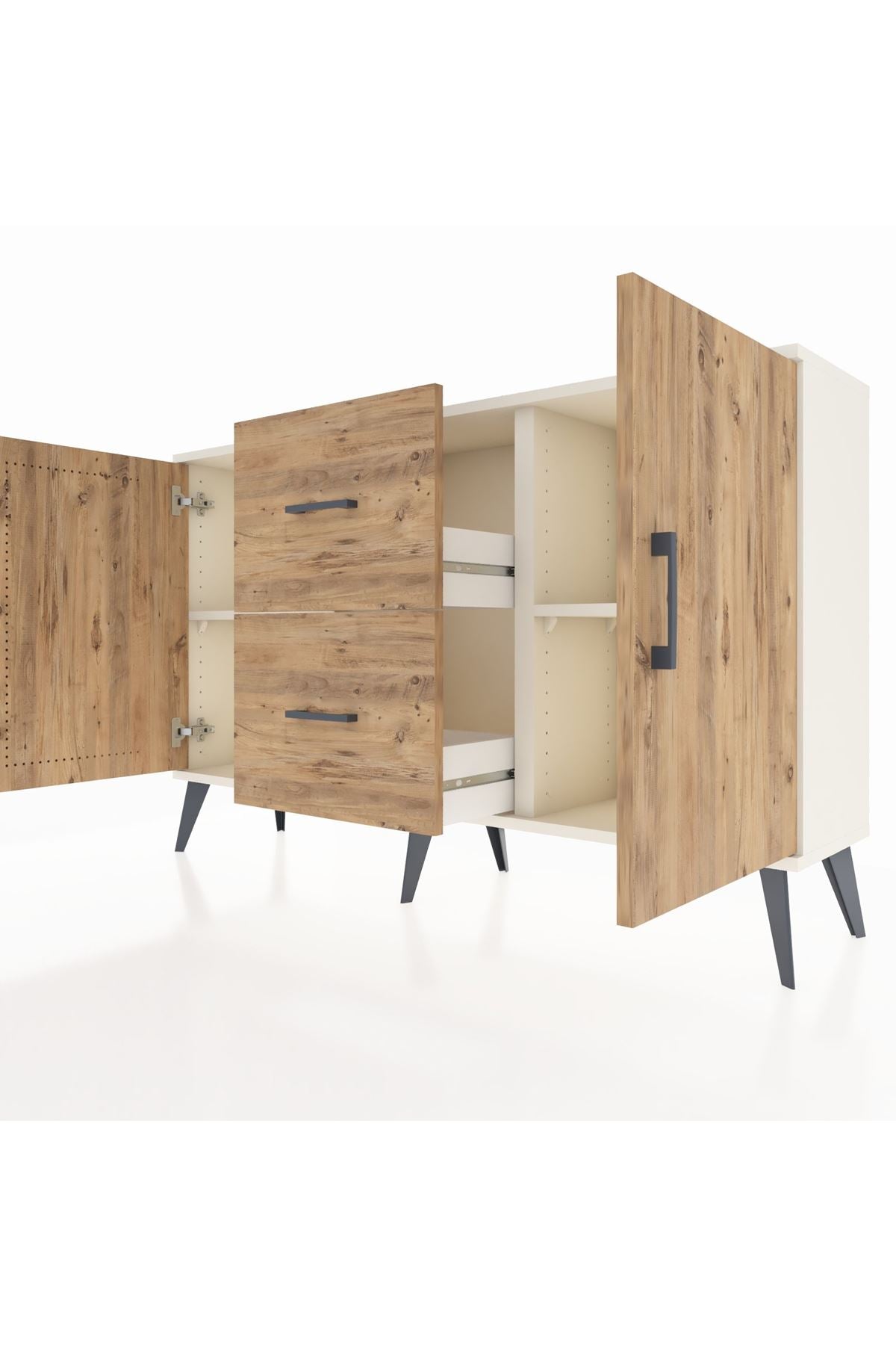 Arges Konsol 2 Raflı 2 Çekmeceli 2 Kapaklı 132x30x83 - S144M039V03A