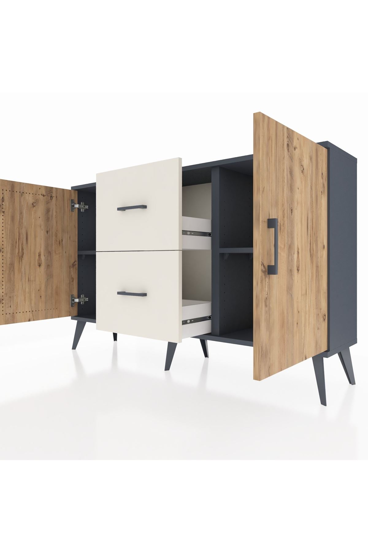 Arges Konsol 2 Raflı 2 Çekmeceli 2 Kapaklı 132x30x83 - S144M039V10A