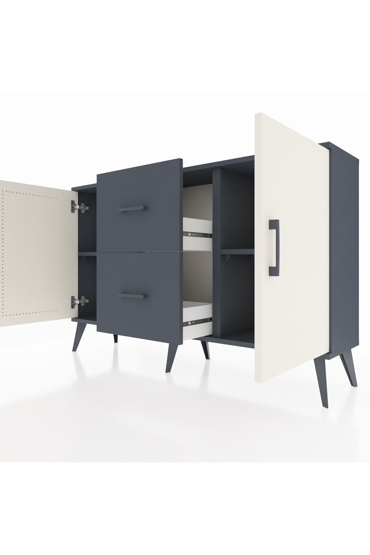 Arges Konsol 2 Raflı 2 Çekmeceli 2 Kapaklı 132x30x83 - S144M039V14A