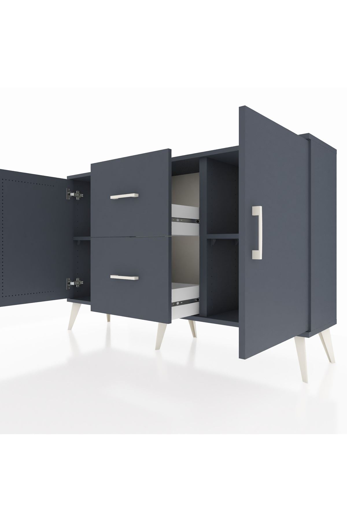 Arges Konsol 2 Raflı 2 Çekmeceli 2 Kapaklı 132x30x83 - S144M039V17A