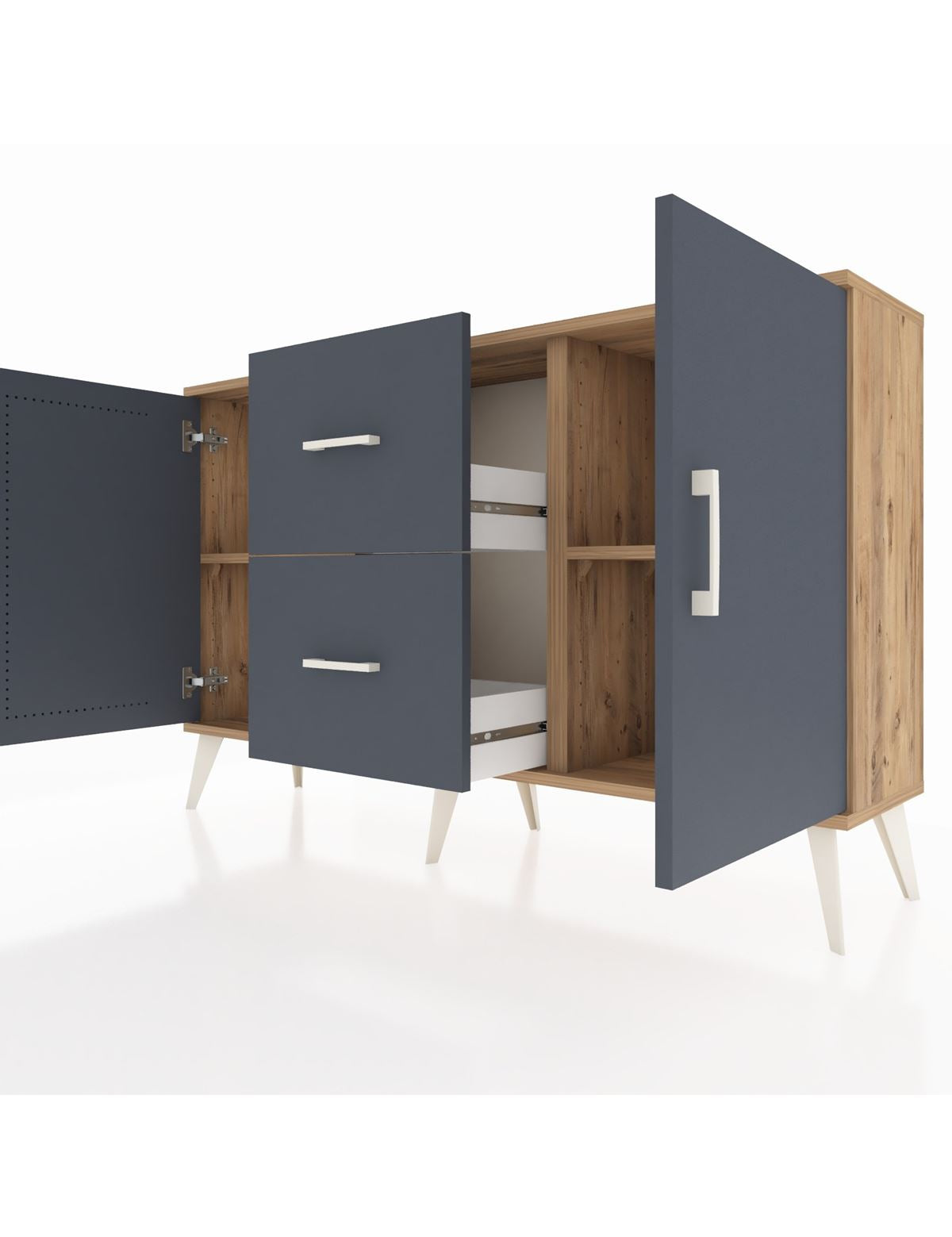 Arges Konsol 2 Raflı 2 Çekmeceli 2 Kapaklı 132x30x83 - S144M039V26A