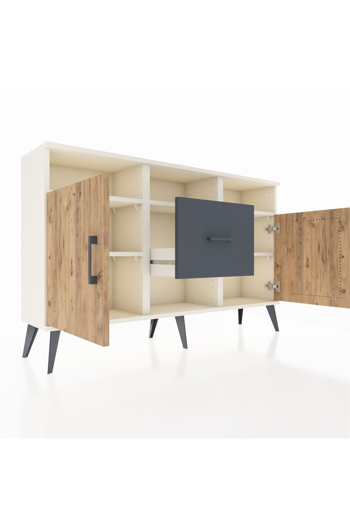 Arges Konsol 5 Raflı Tek Çekmeceli 2 Kapaklı 132x30x83 - S144M040V02A