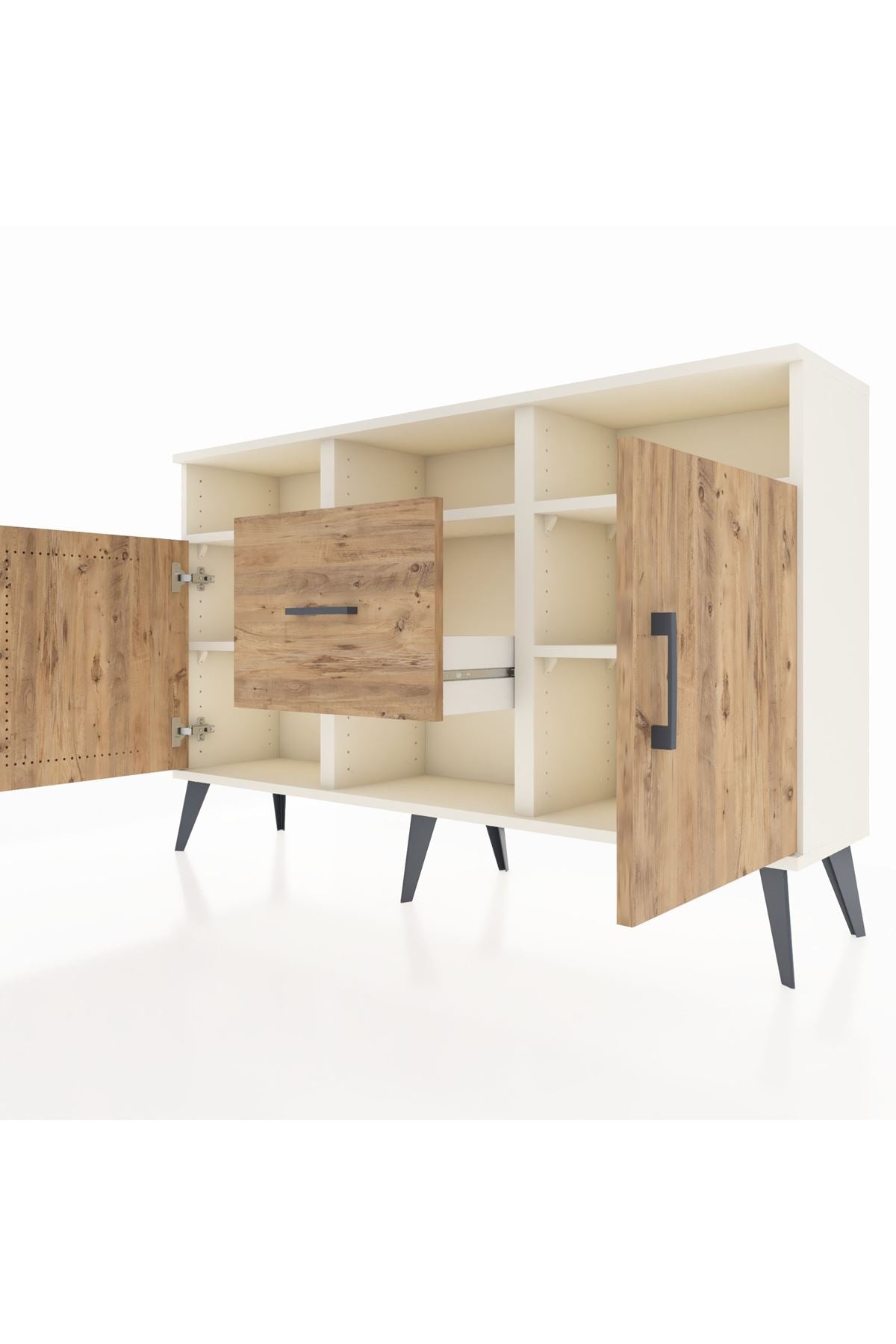 Arges Konsol 5 Raflı Tek Çekmeceli 2 Kapaklı 132x30x83 - S144M040V03A