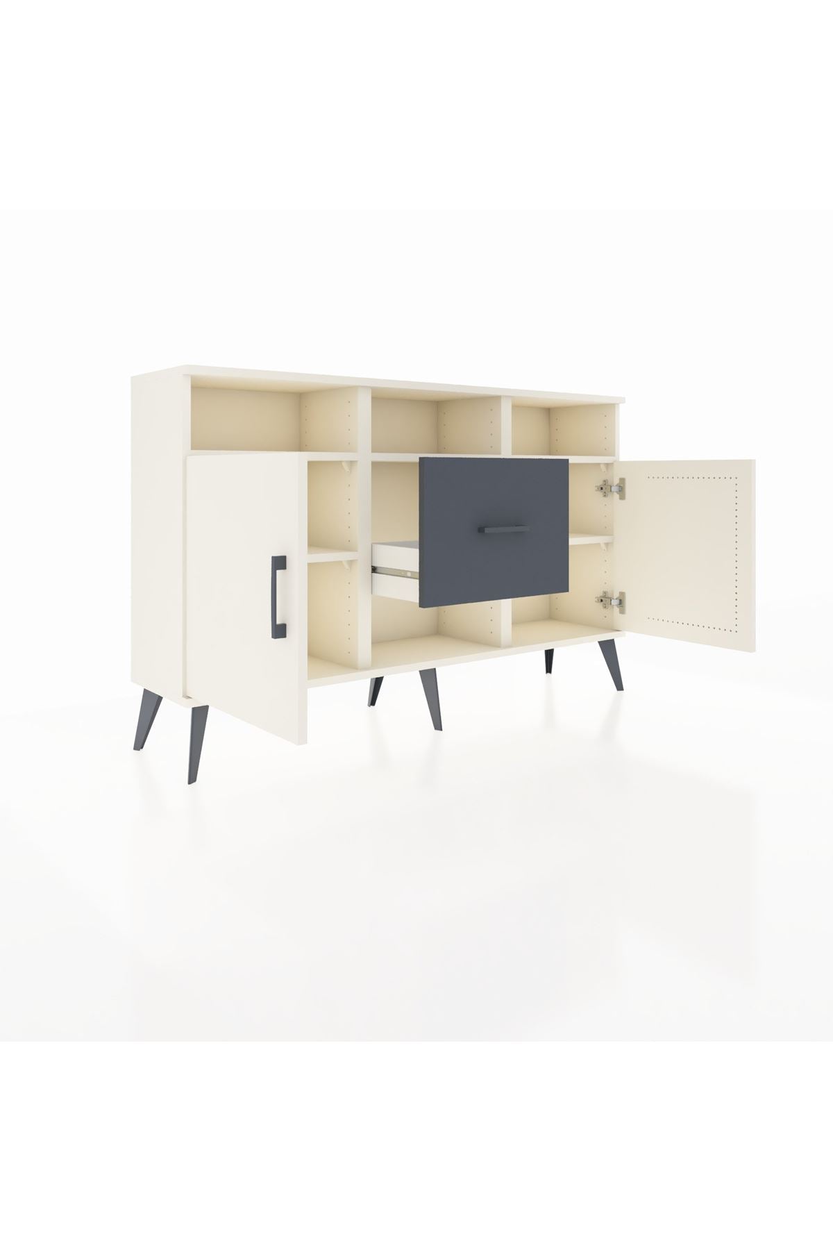 Arges Konsol 5 Raflı Tek Çekmeceli 2 Kapaklı 132x30x83 - S144M040V05A