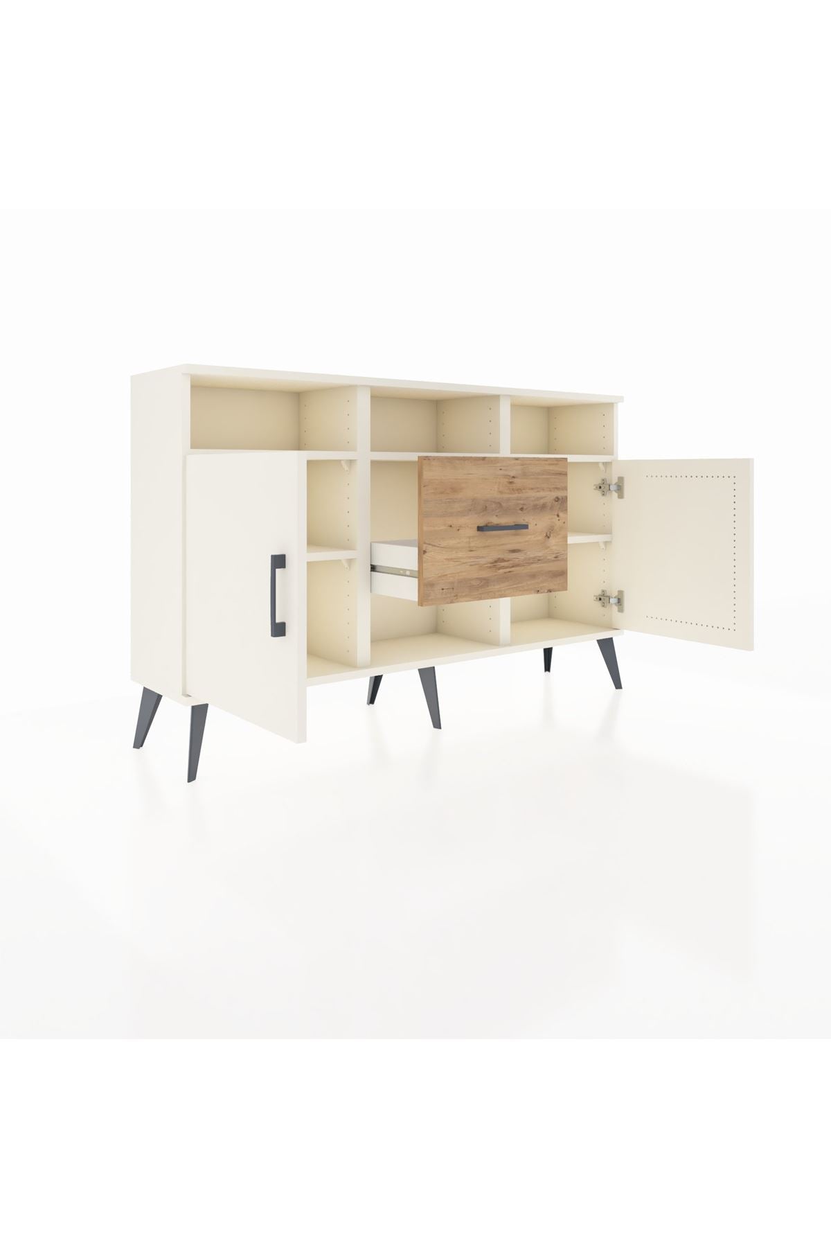 Arges Konsol 5 Raflı Tek Çekmeceli 2 Kapaklı 132x30x83 - S144M040V06A