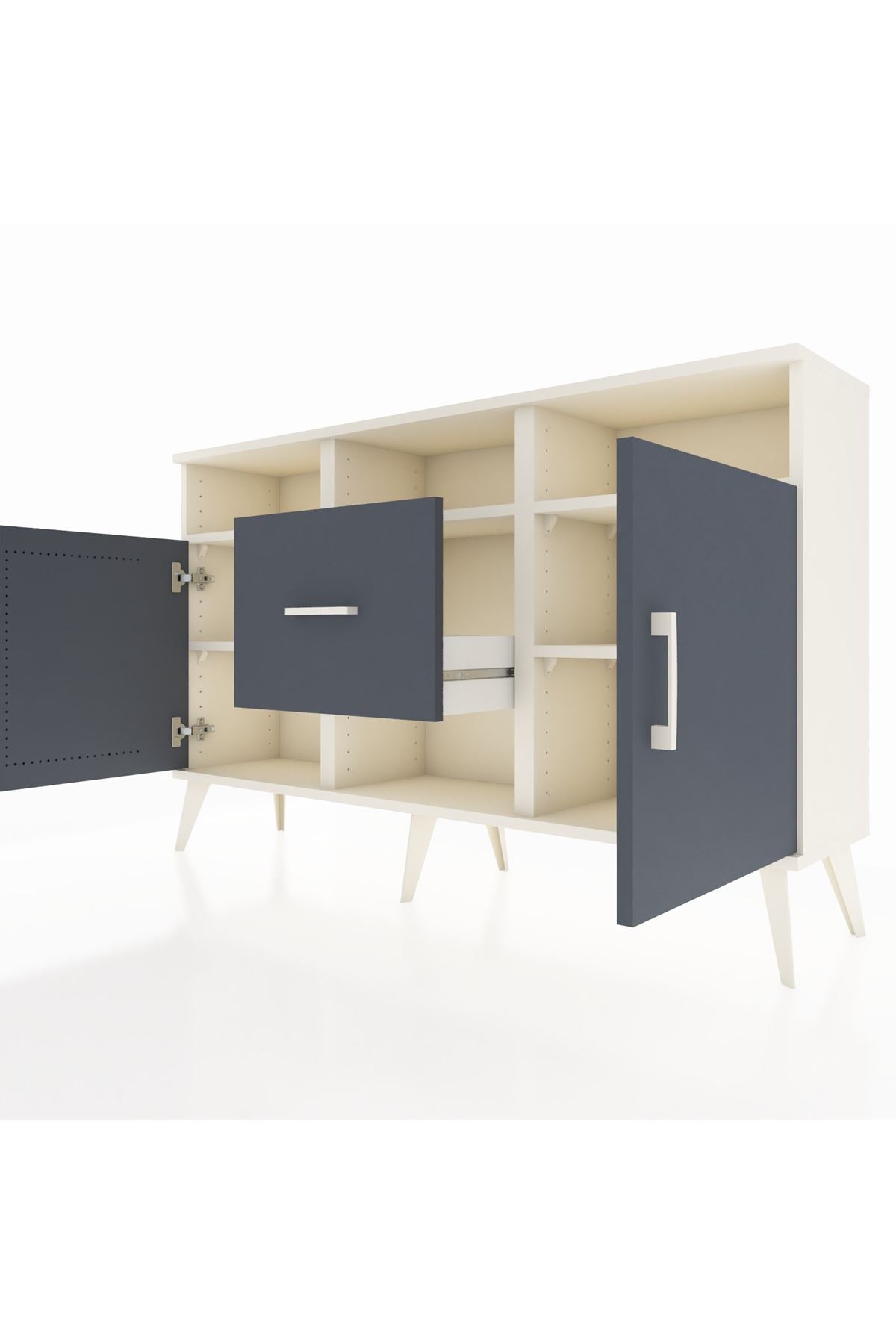 Arges Konsol 5 Raflı Tek Çekmeceli 2 Kapaklı 132x30x83 - S144M040V08A