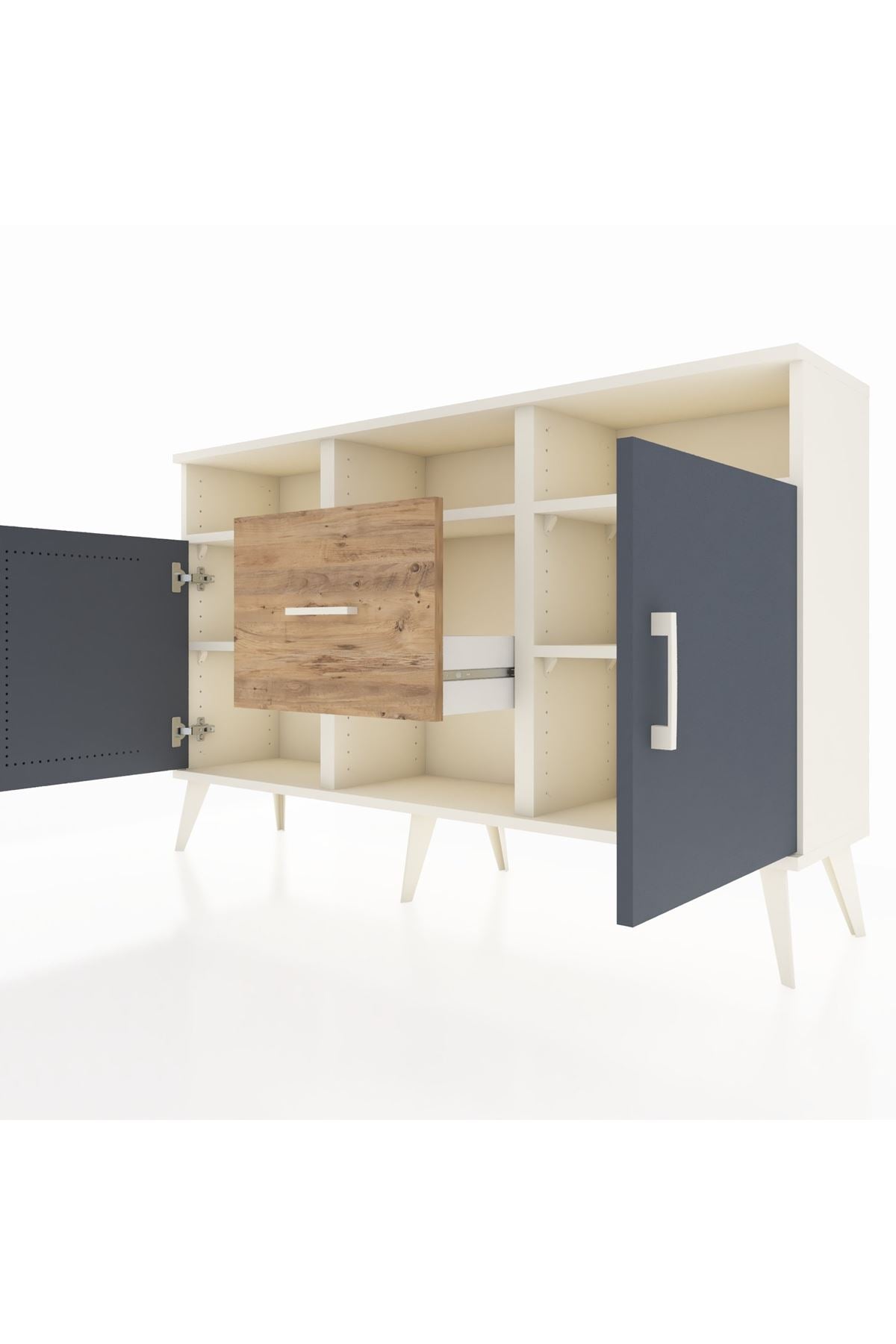 Arges Konsol 5 Raflı Tek Çekmeceli 2 Kapaklı 132x30x83 - S144M040V09A