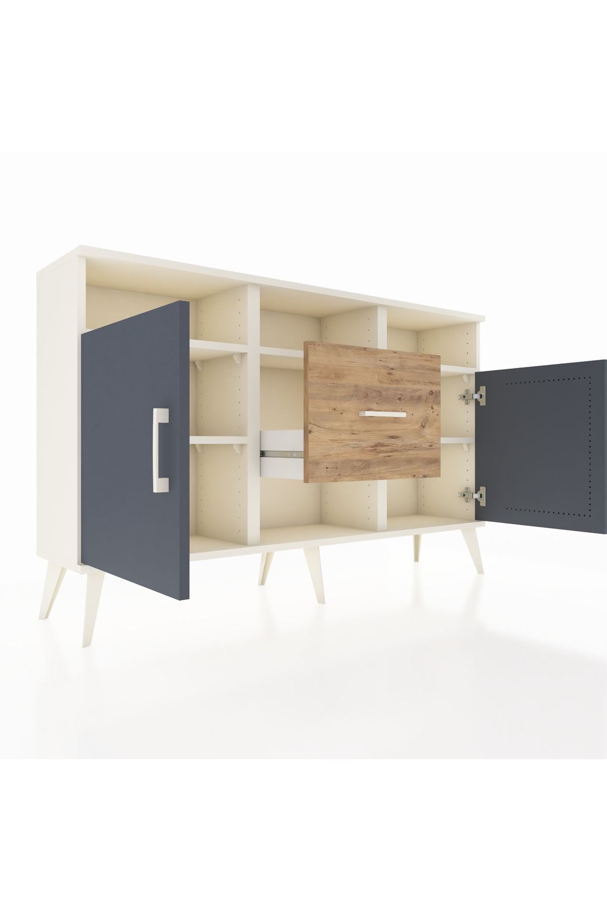 Arges Konsol 5 Raflı Tek Çekmeceli 2 Kapaklı 132x30x83 - S144M040V09A