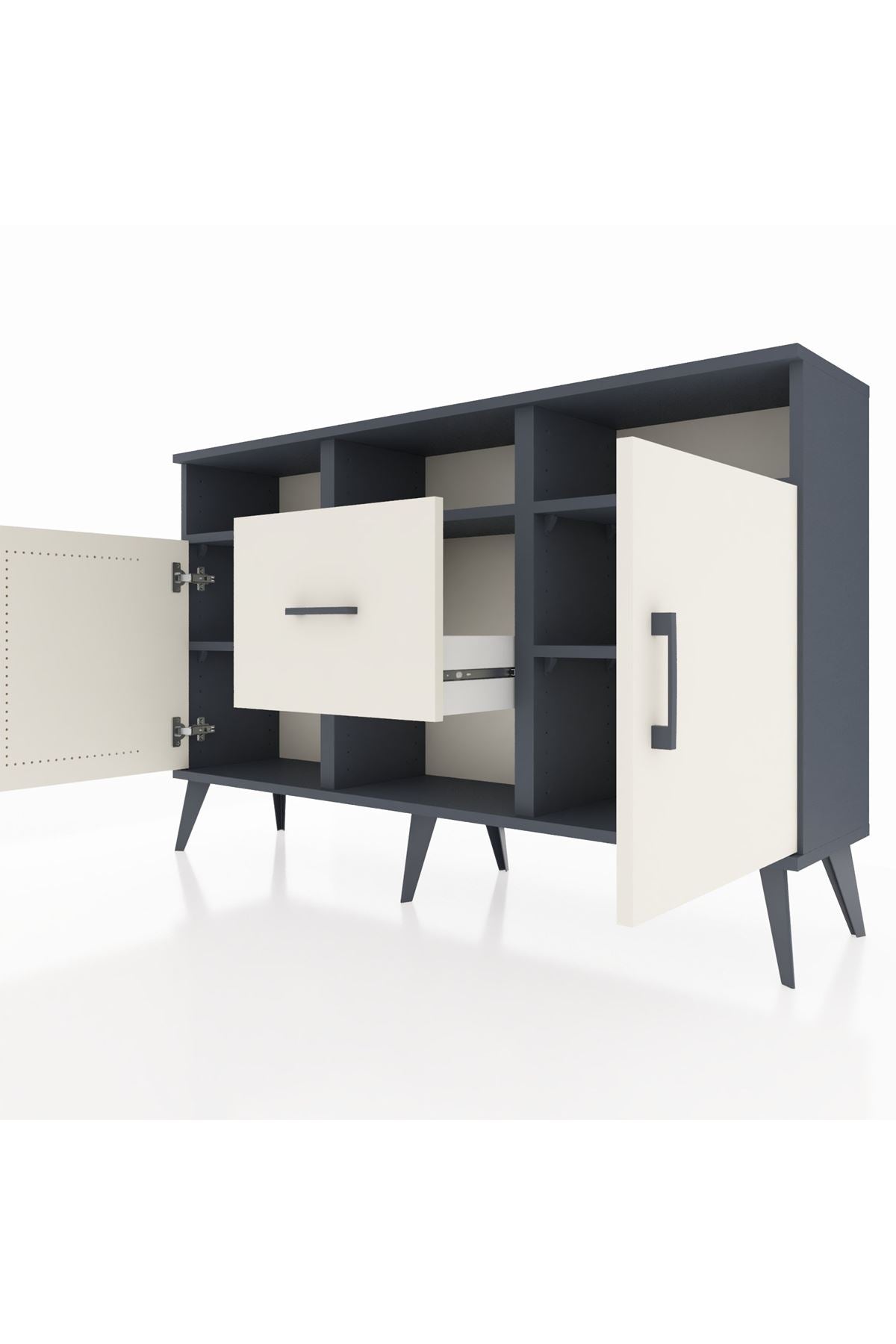 Arges Konsol 5 Raflı Tek Çekmeceli 2 Kapaklı 132x30x83 - S144M040V13A