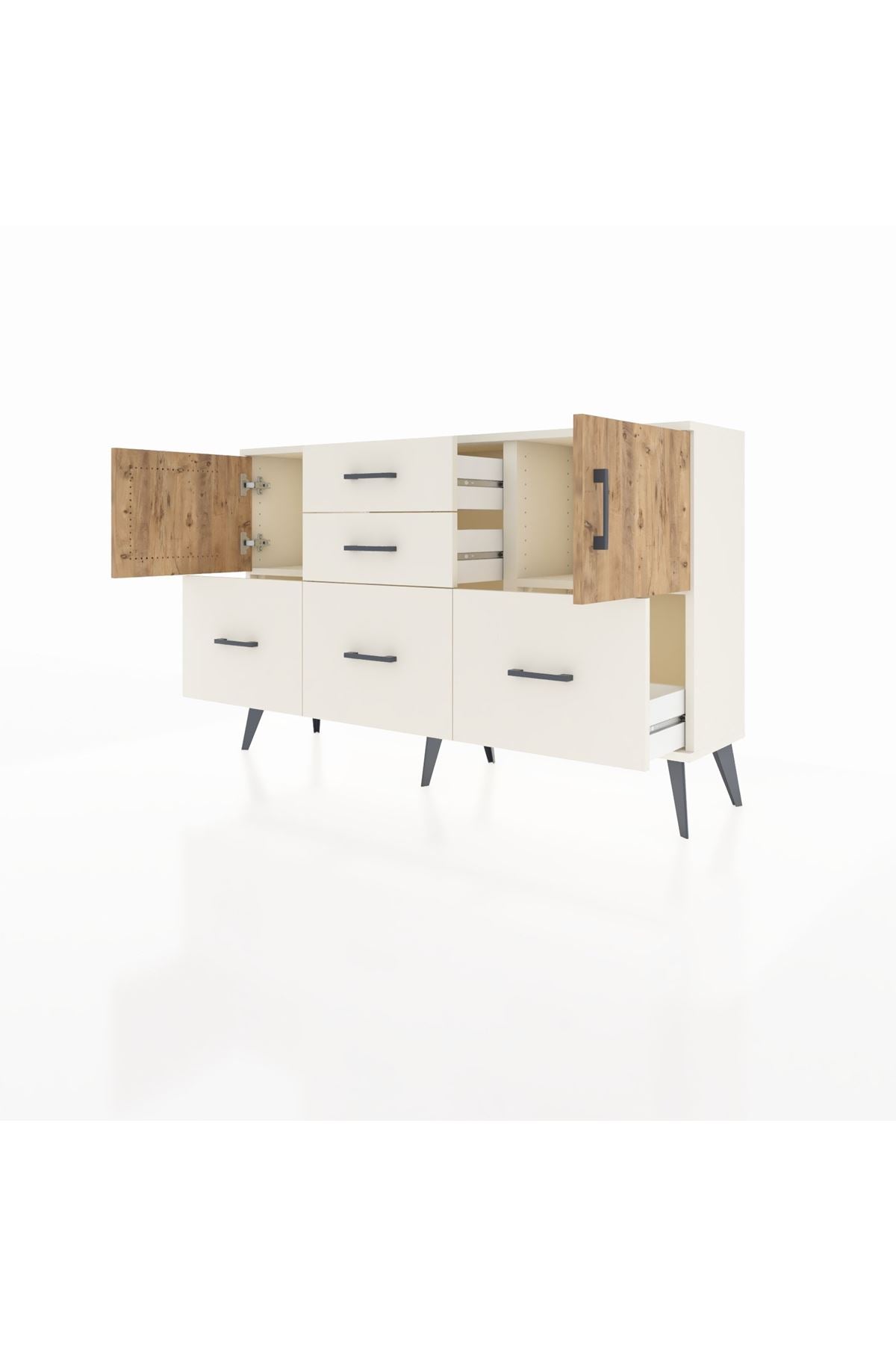 Arges Konsol 2 Raflı 5 Çekmeceli 2 Kapaklı 132x30x83 - S144M042V01A