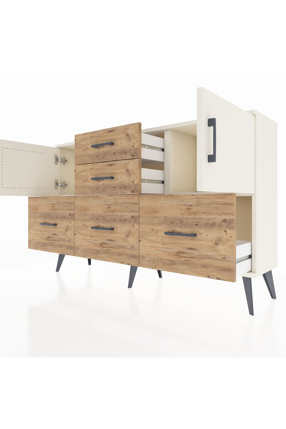 Arges Konsol 2 Raflı 5 Çekmeceli 2 Kapaklı 132x30x83 - S144M042V06A