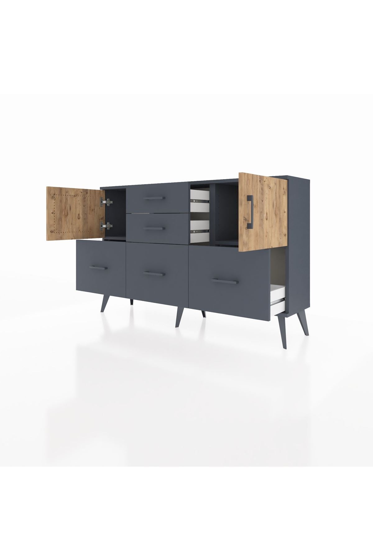 Arges Konsol 2 Raflı 5 Çekmeceli 2 Kapaklı 132x30x83 - S144M042V11A