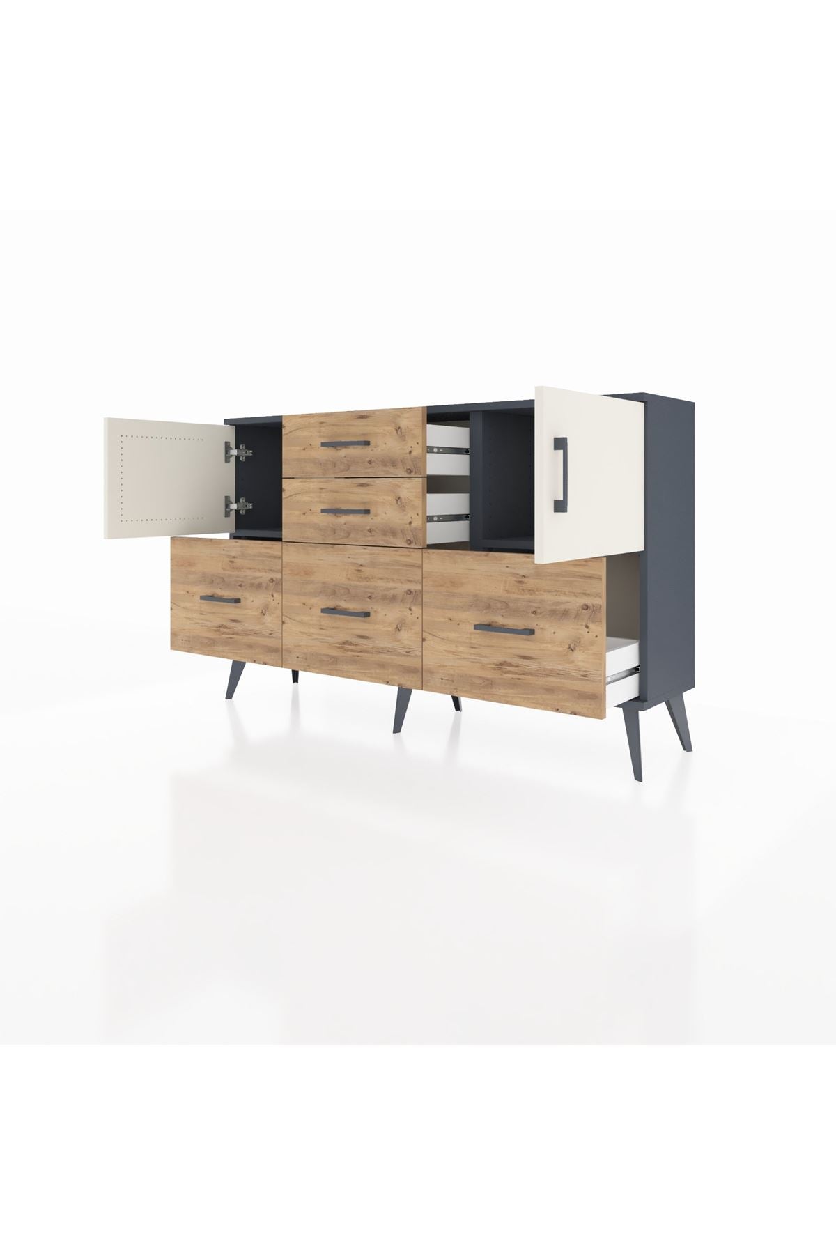 Arges Konsol 2 Raflı 5 Çekmeceli 2 Kapaklı 132x30x83 - S144M042V15A