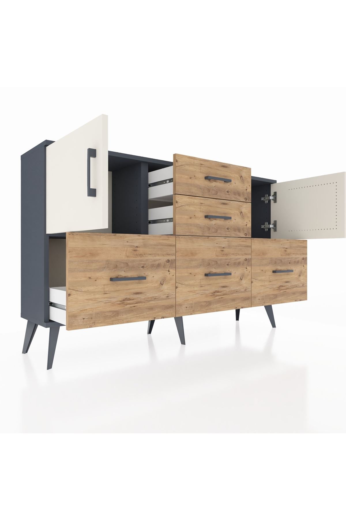 Arges Konsol 2 Raflı 5 Çekmeceli 2 Kapaklı 132x30x83 - S144M042V15A
