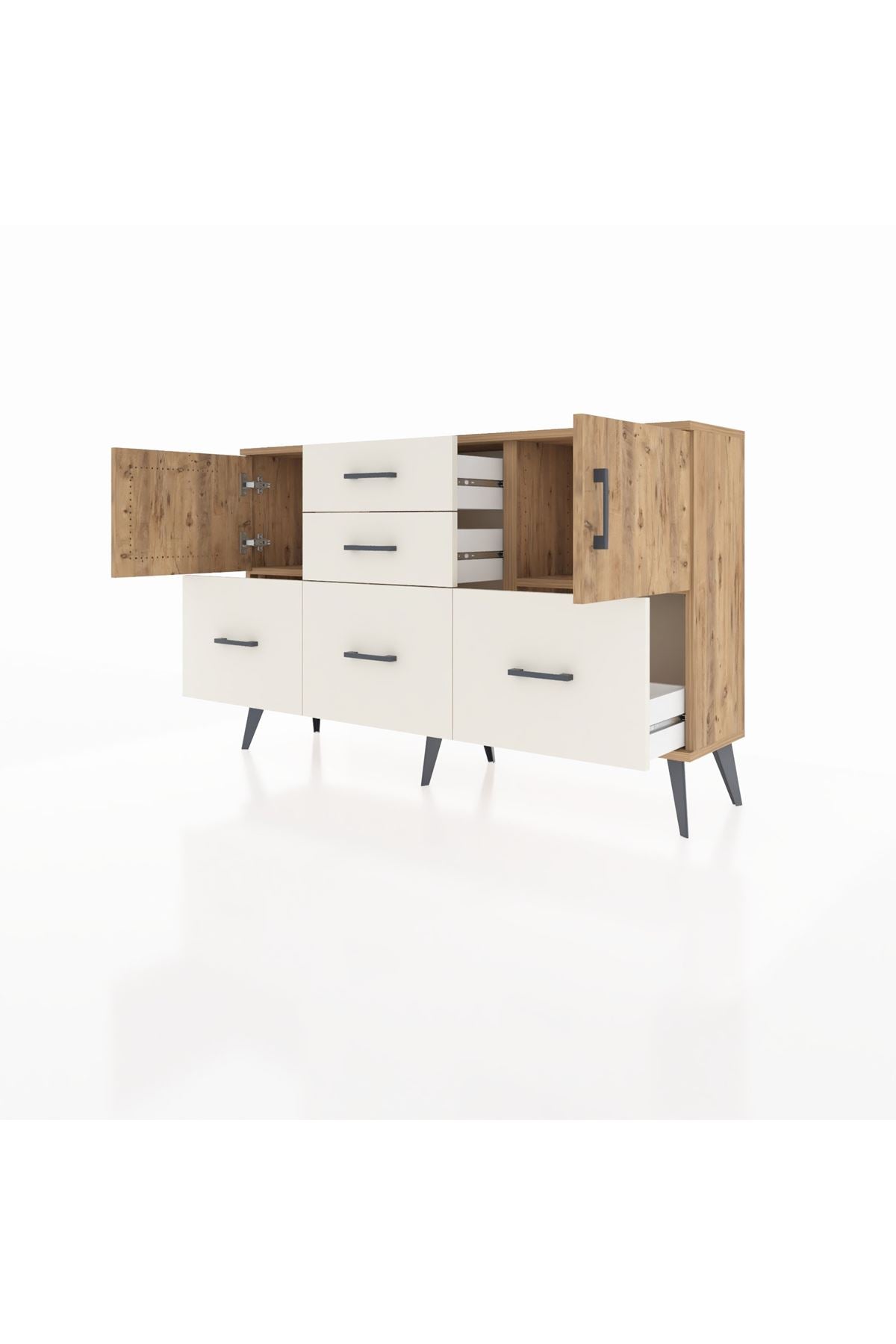 Arges Konsol 2 Raflı 5 Çekmeceli 2 Kapaklı 132x30x83 - S144M042V19A