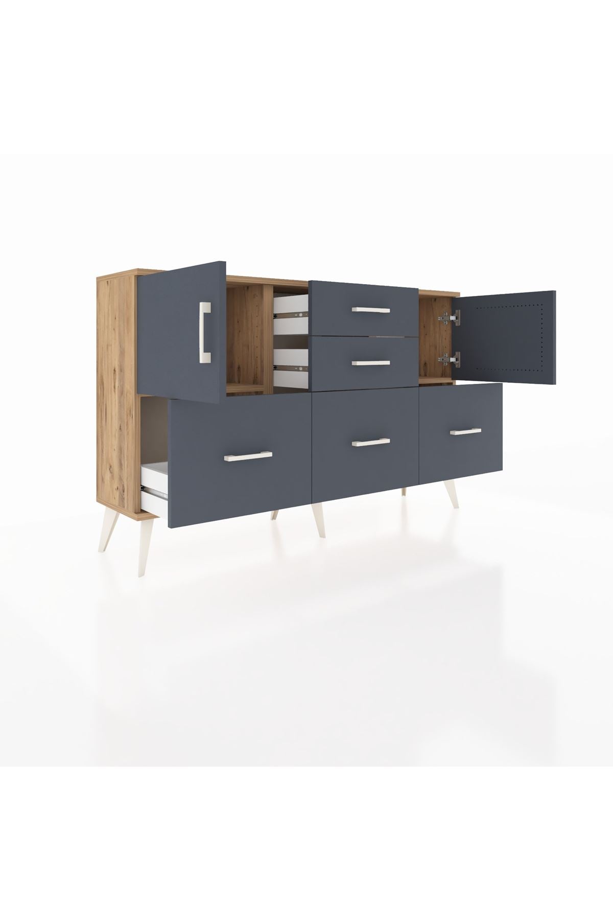 Arges Konsol 2 Raflı 5 Çekmeceli 2 Kapaklı 132x30x83 - S144M042V26A