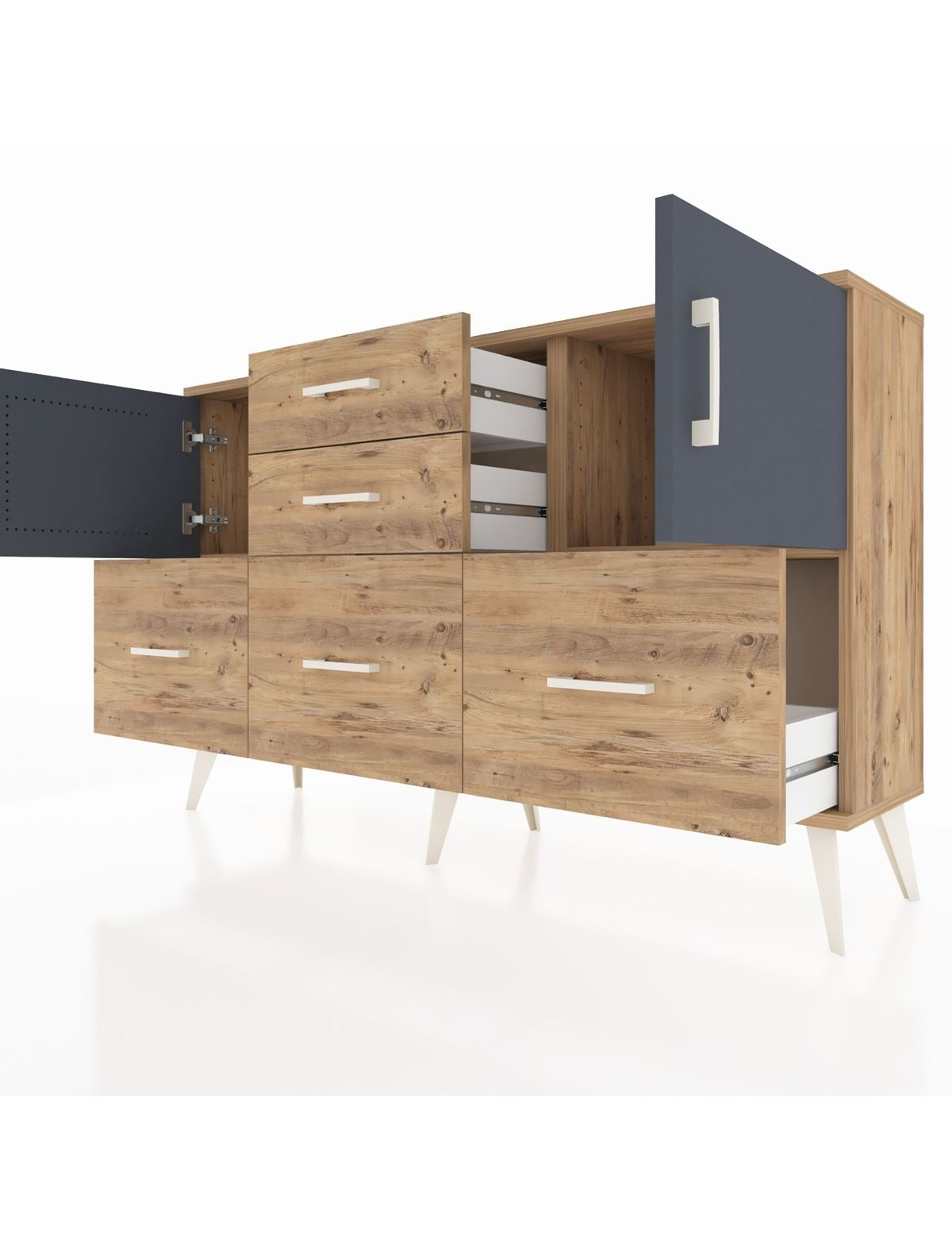 Arges Konsol 2 Raflı 5 Çekmeceli 2 Kapaklı 132x30x83 - S144M042V27A